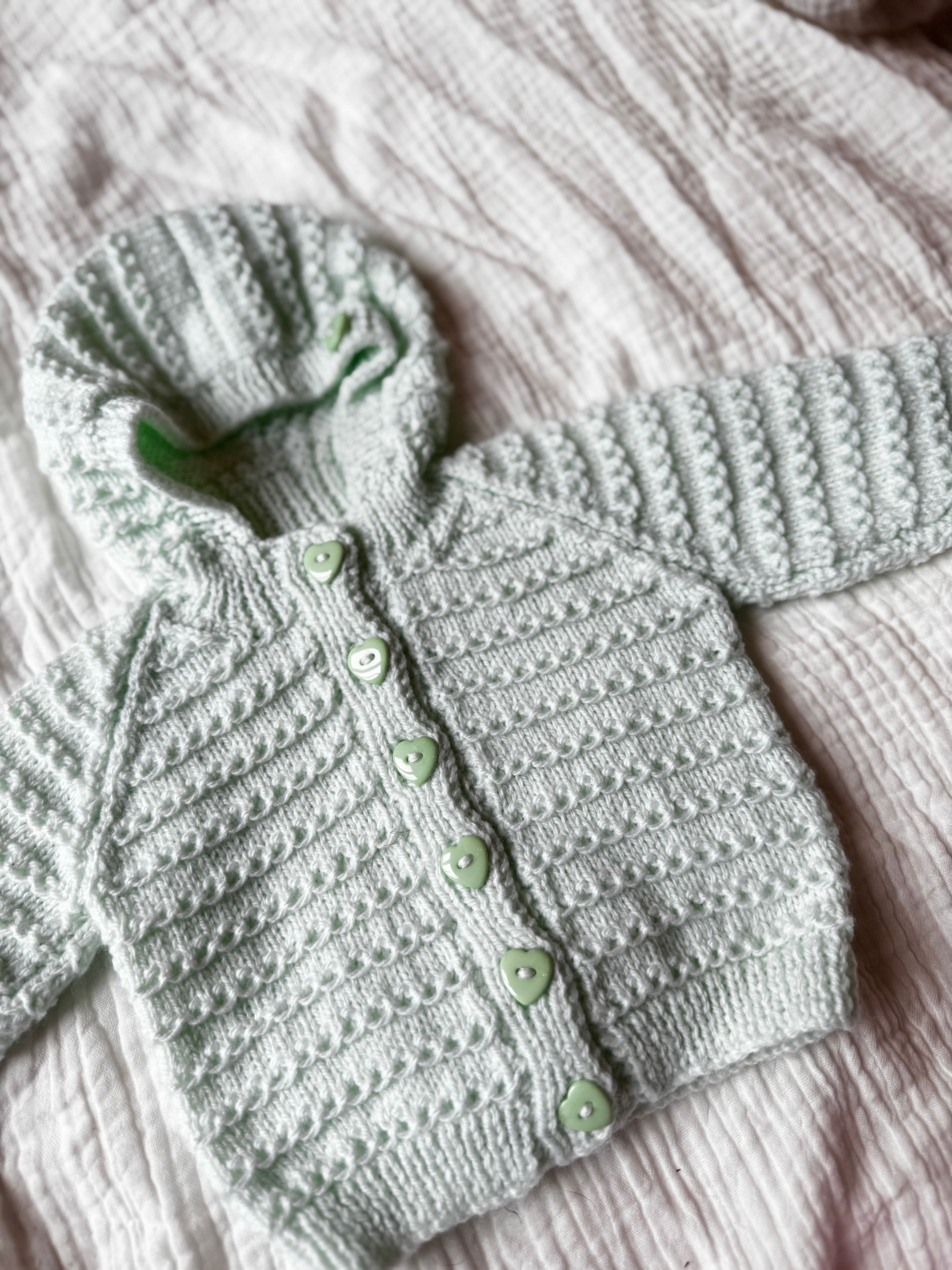 0-3 mint hooded cardi