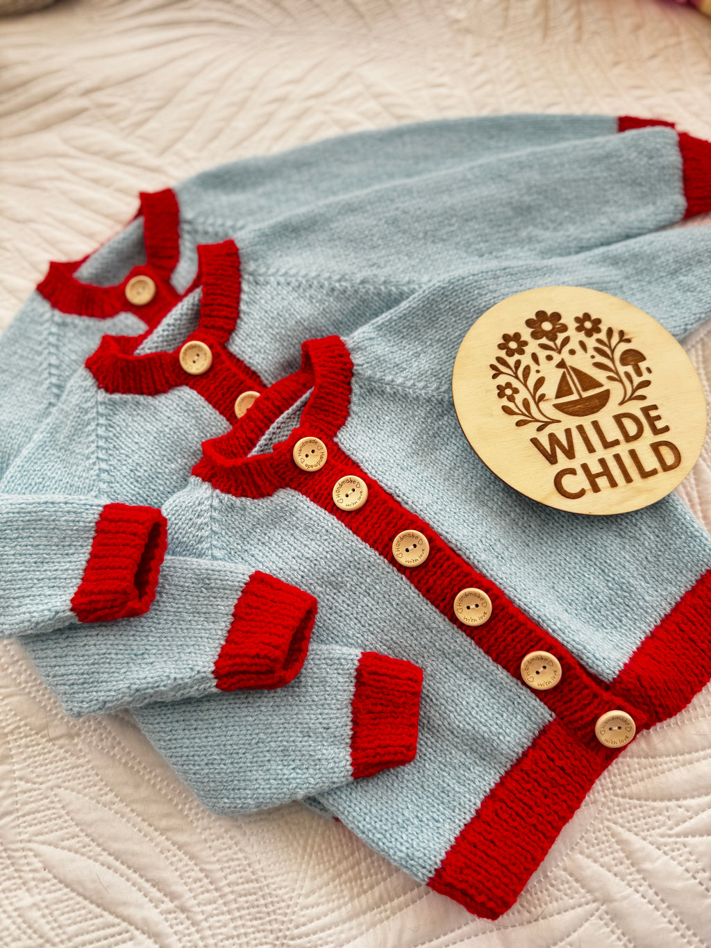 Heirloom cardigan Blue & Red