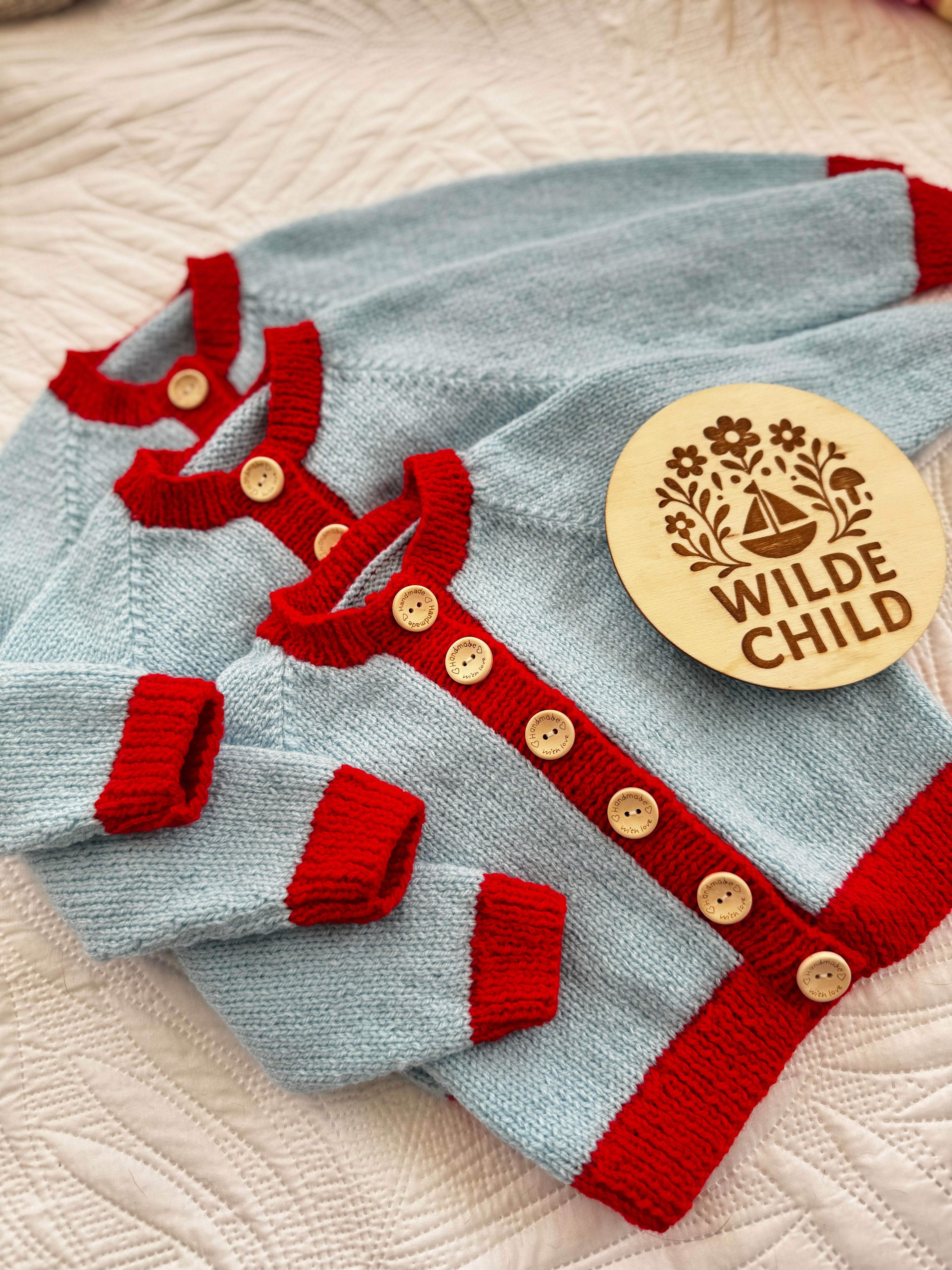 Heirloom cardigan Blue & Red