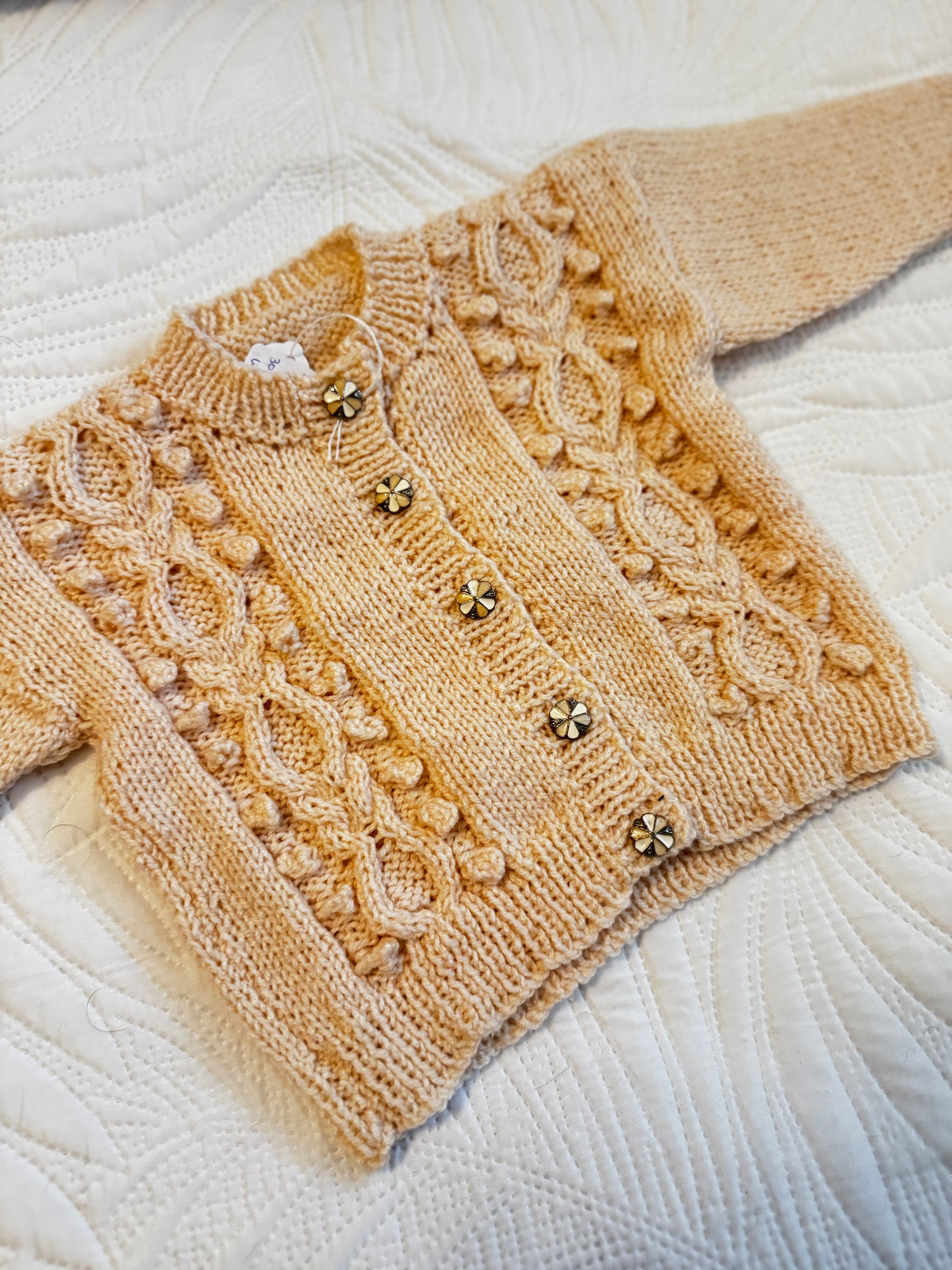 9-12-18 warm beige hand knit