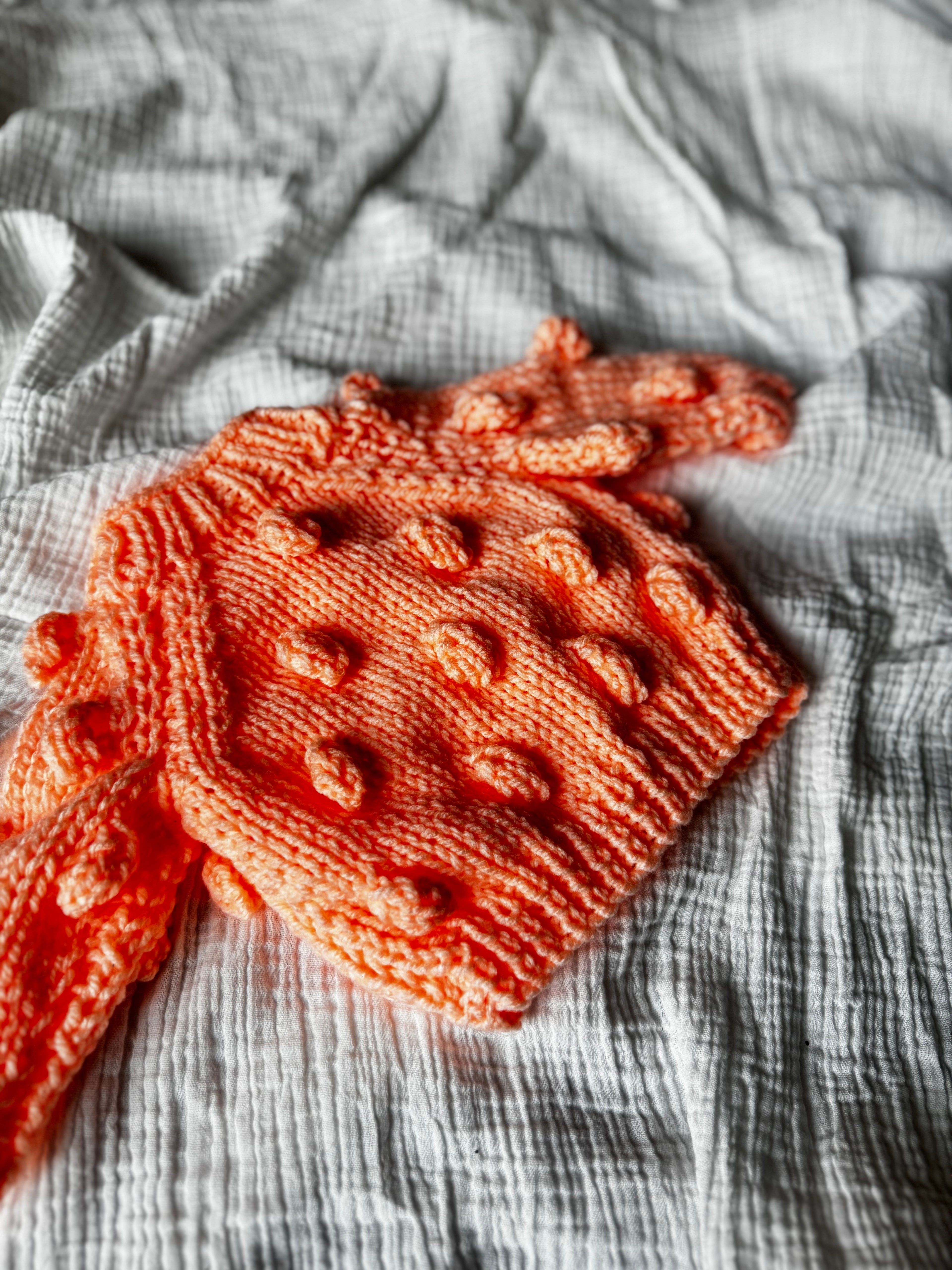 3-6 orange bobble knit