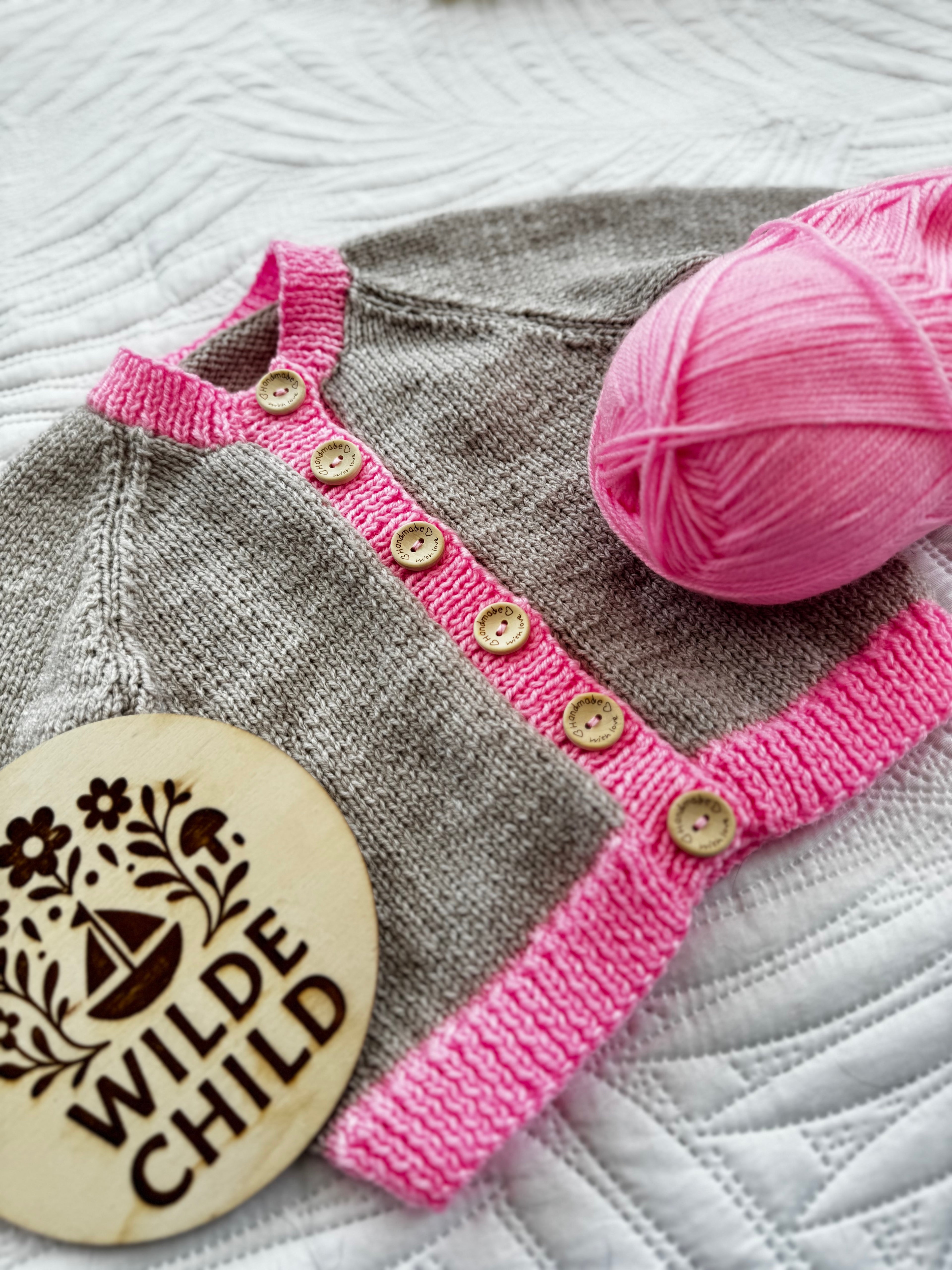Heirloom cardigan in parchment and pink