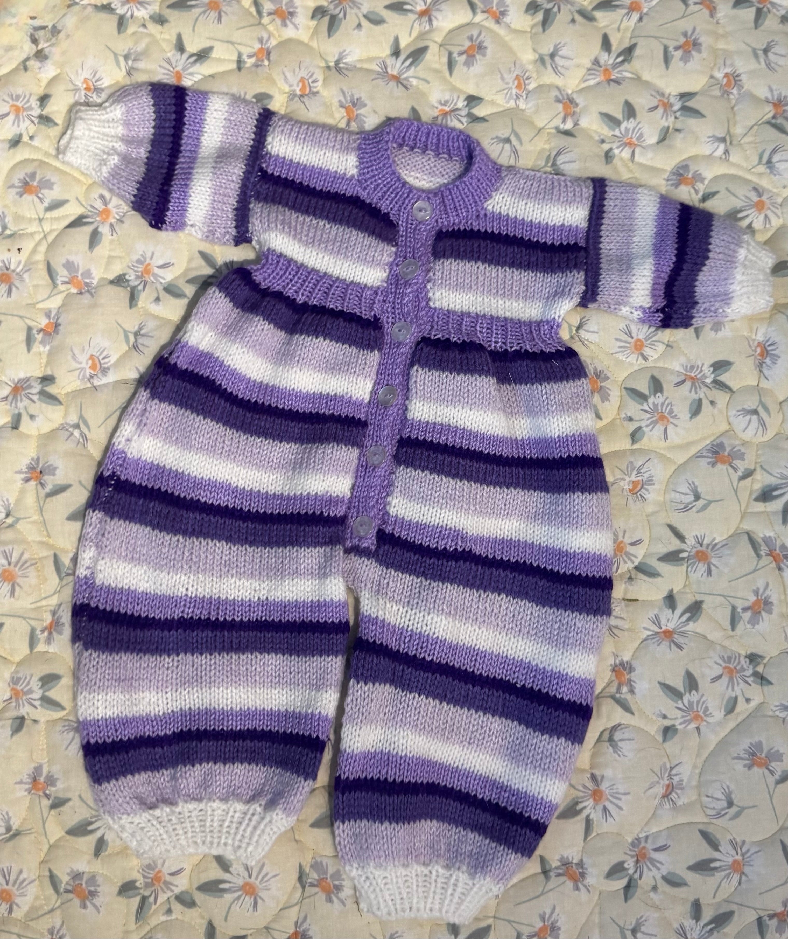 Hand knit pramsuit 9-12m
