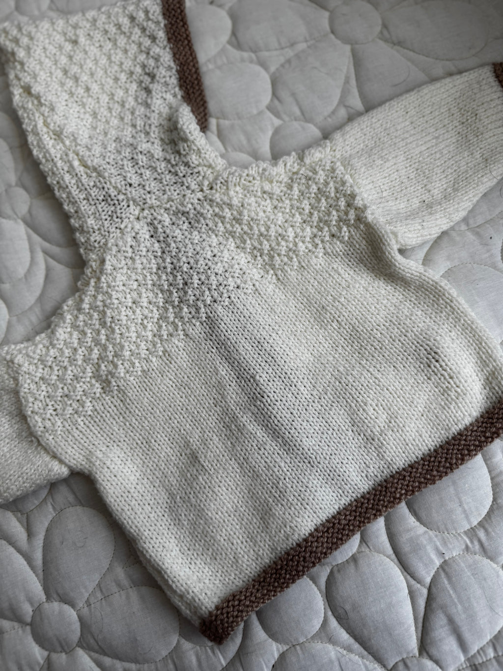 6-12 brown & cream cardi with pockets