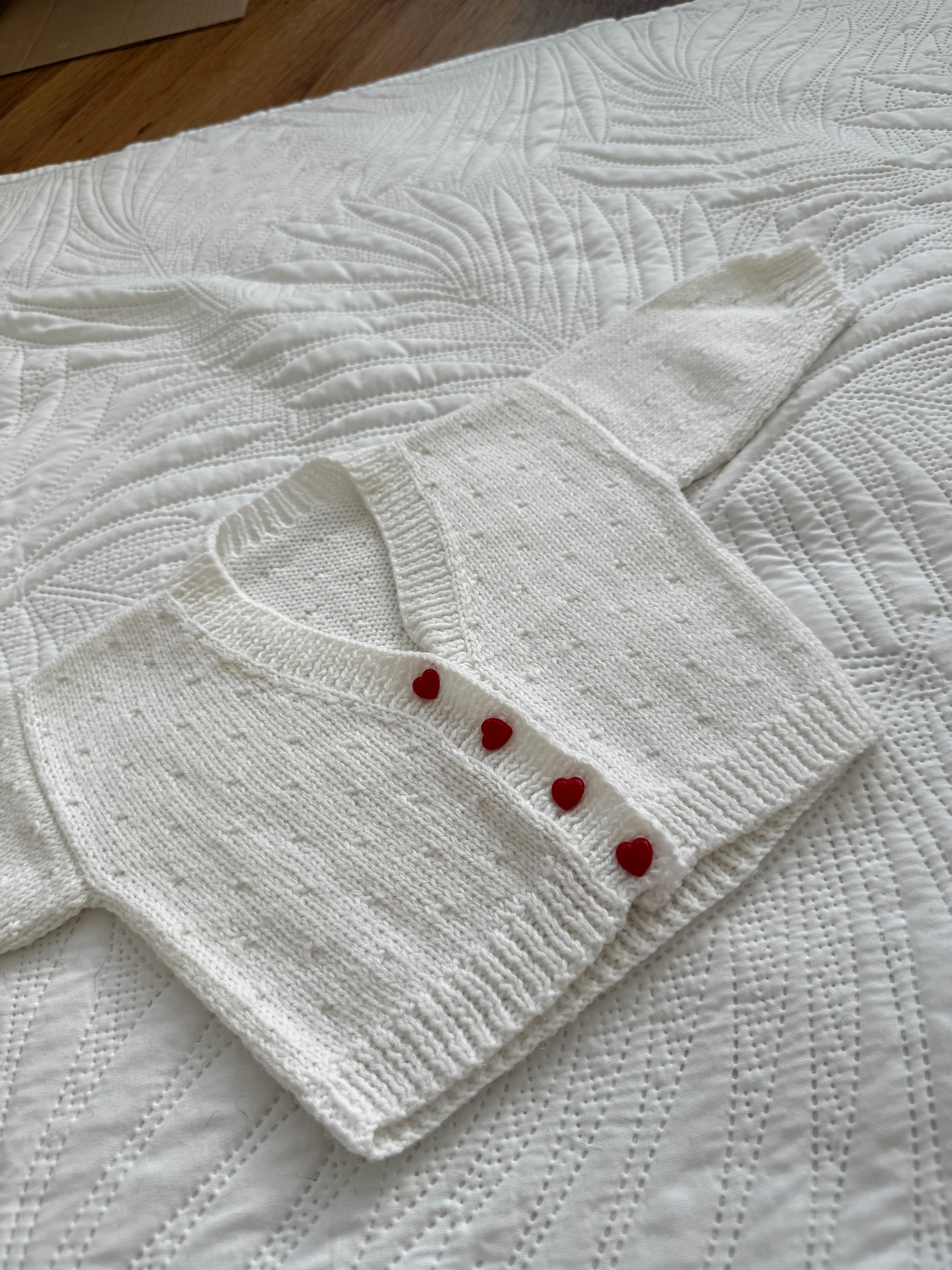 3-6m white hand knit