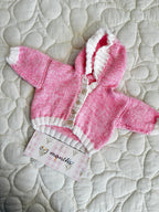 Newborn hooded pink hand knit