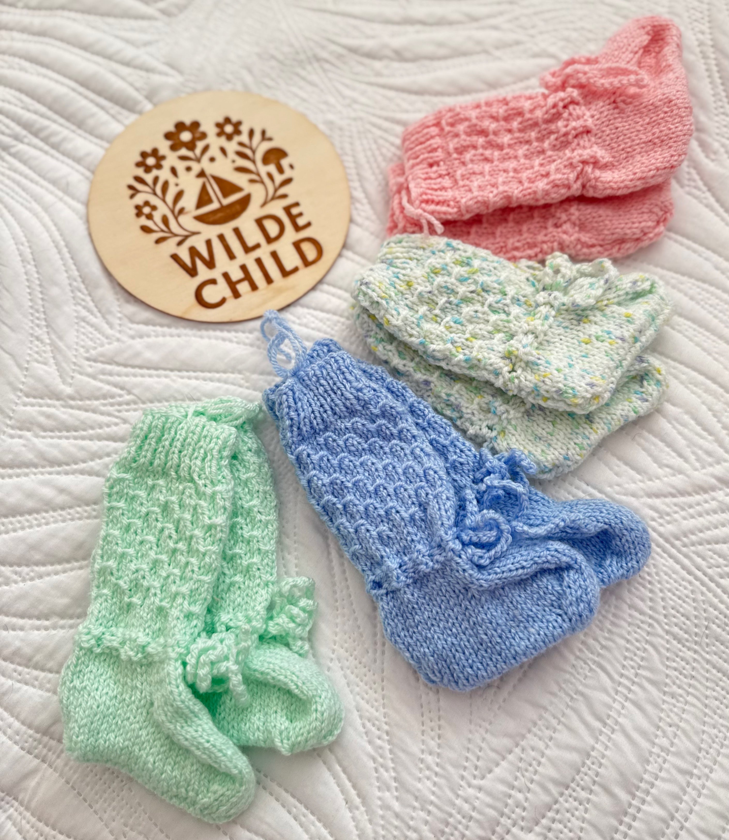 Hand knit baby booties