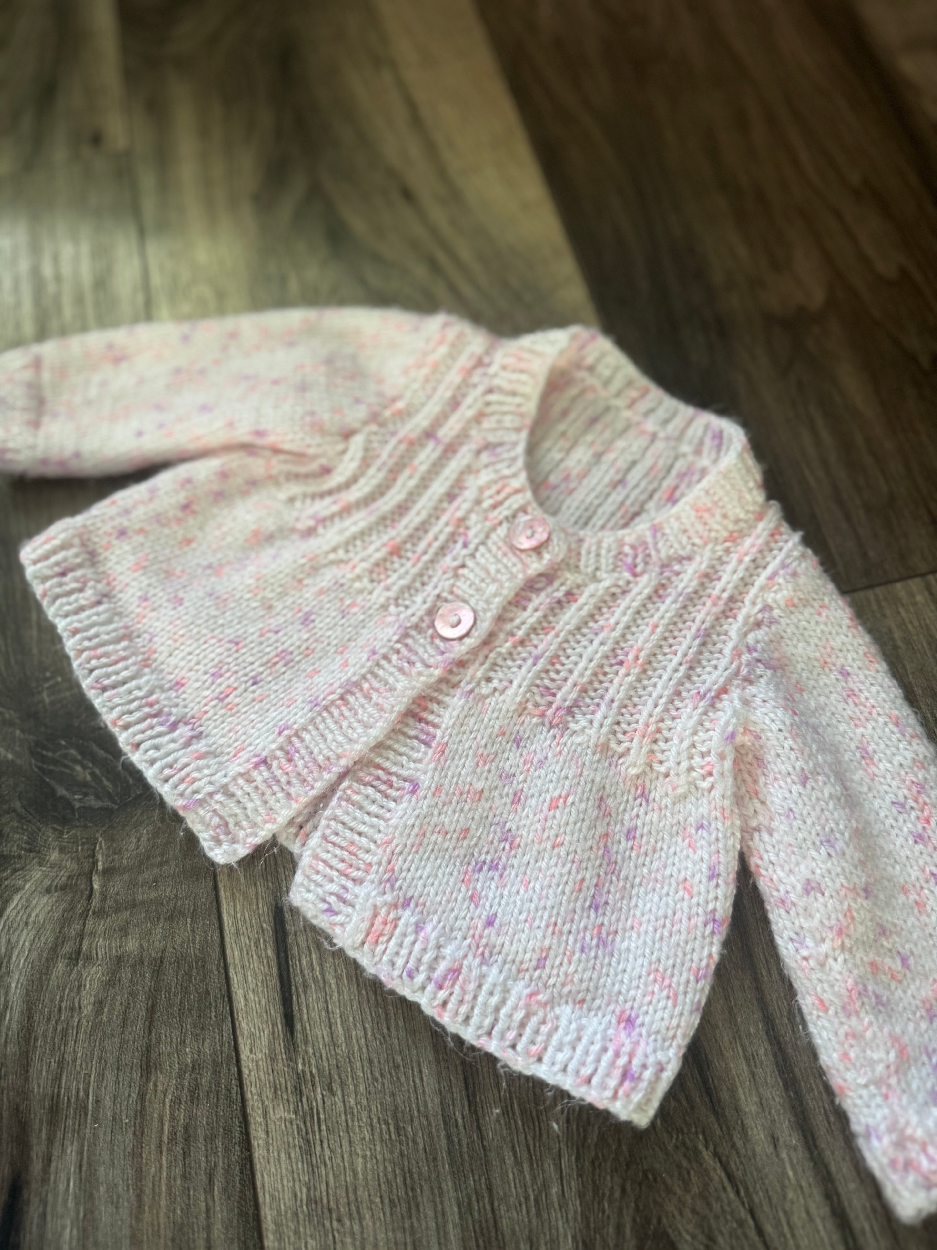 0-6m pink fleck cardi