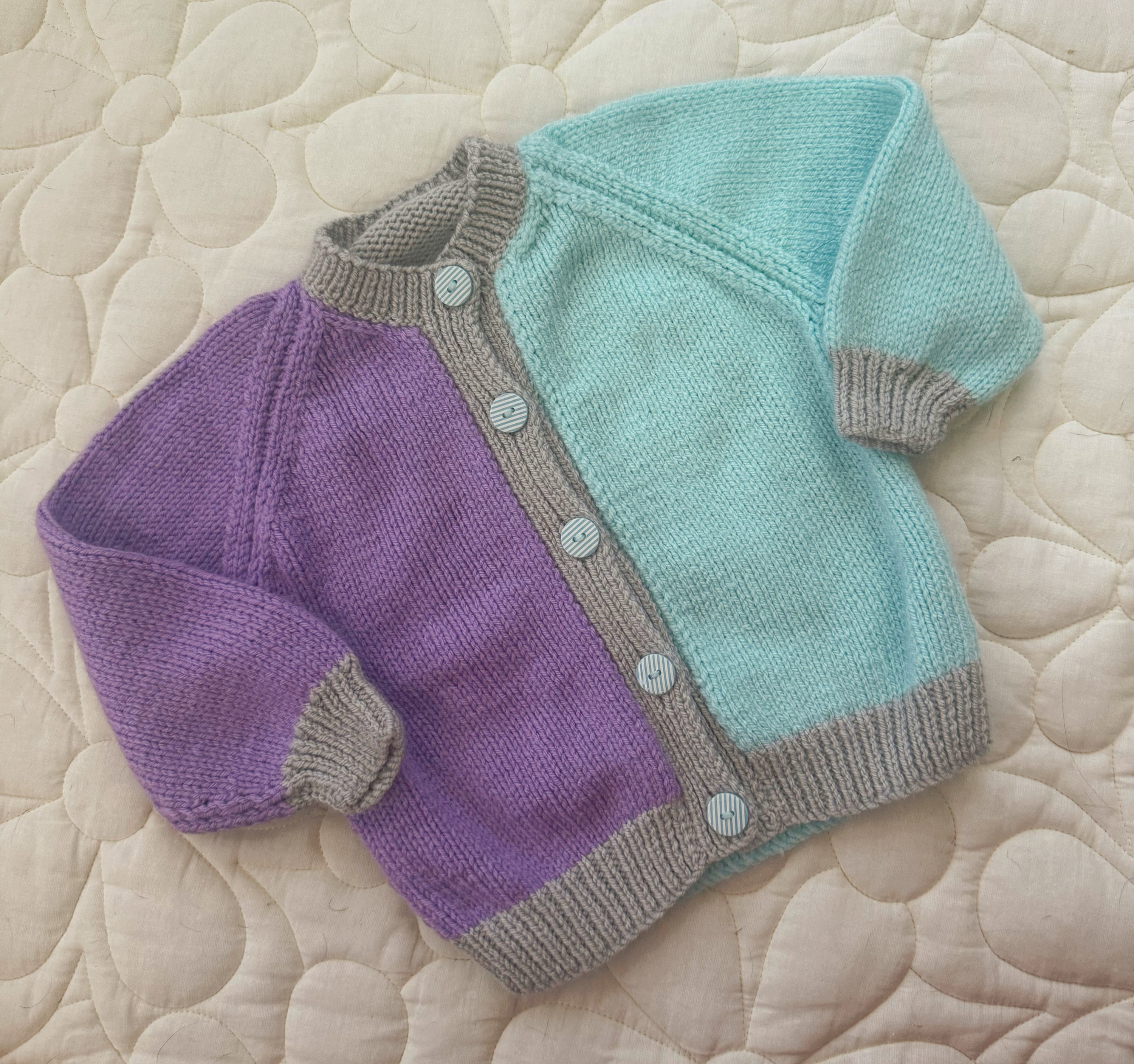 12-24m purple, turquoise and grey cardi