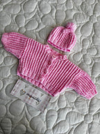0-3 pink hand knit with hat