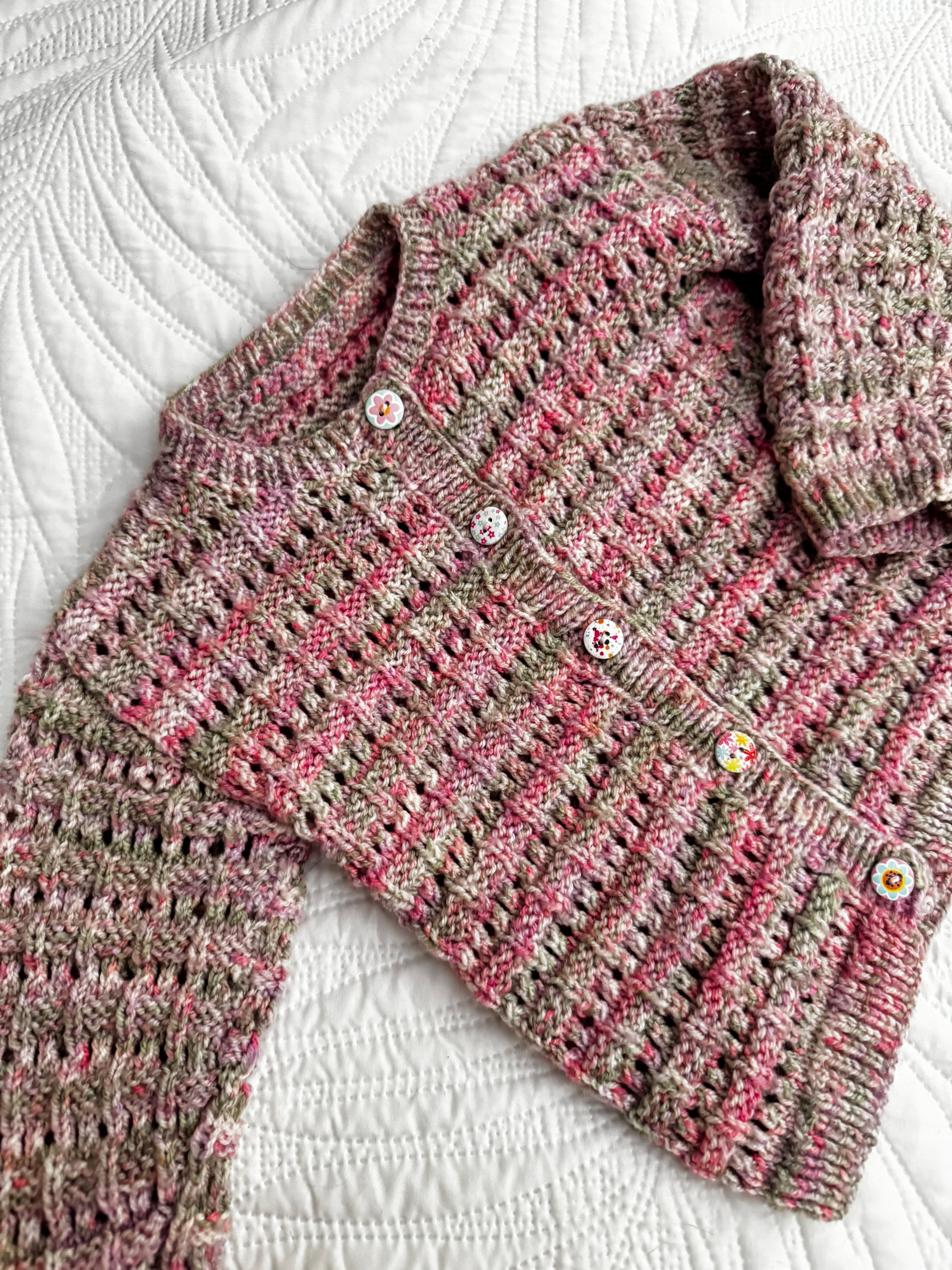 4-5yrs pink mix hand knit