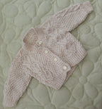 3-6m light pink speckled hand knit