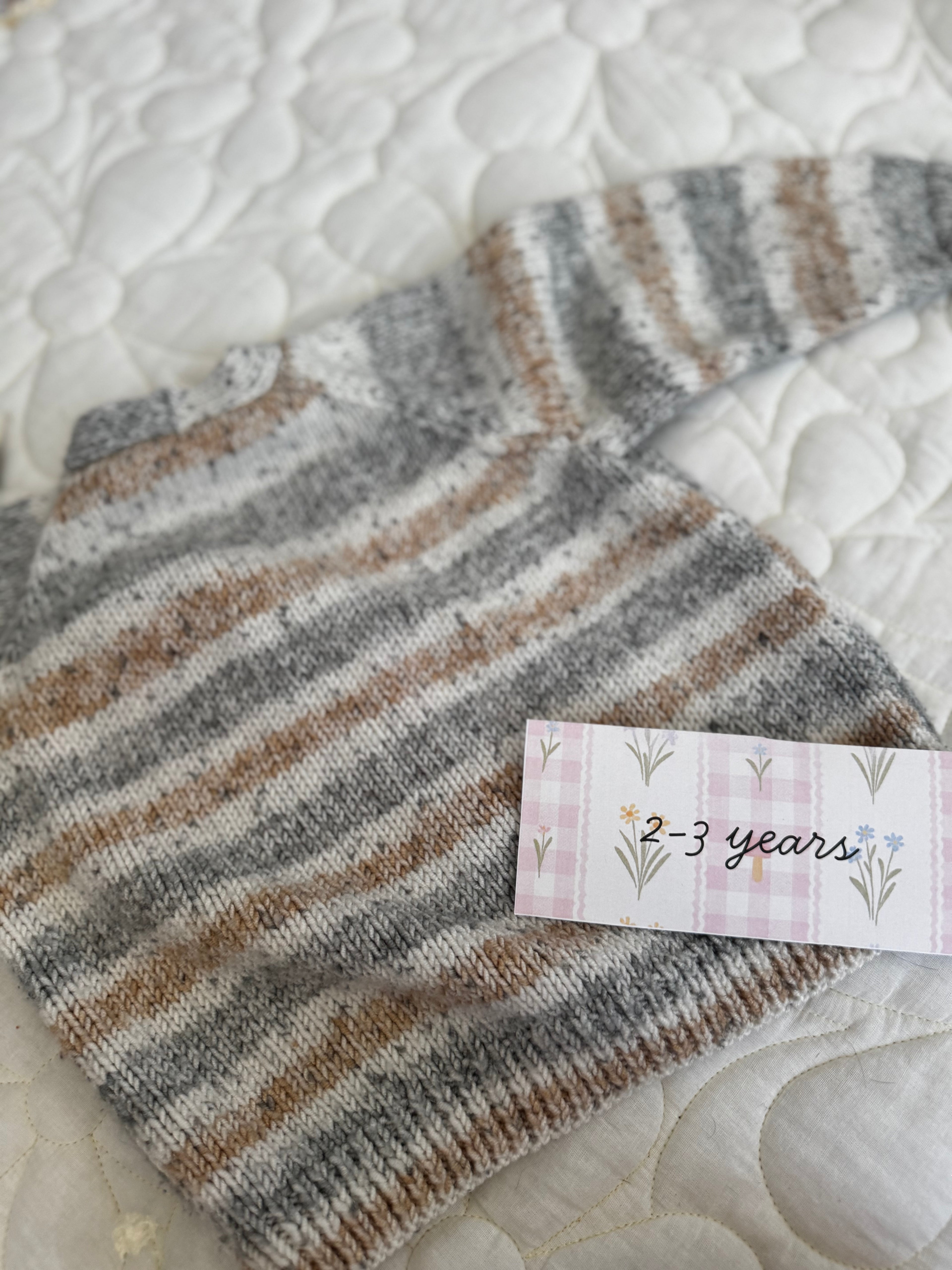 2-3yrs grey brown stripe cardi