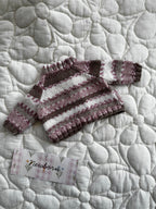Green, pink, brown newborn cardi
