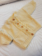 9-18m Lemon/cream hand knit