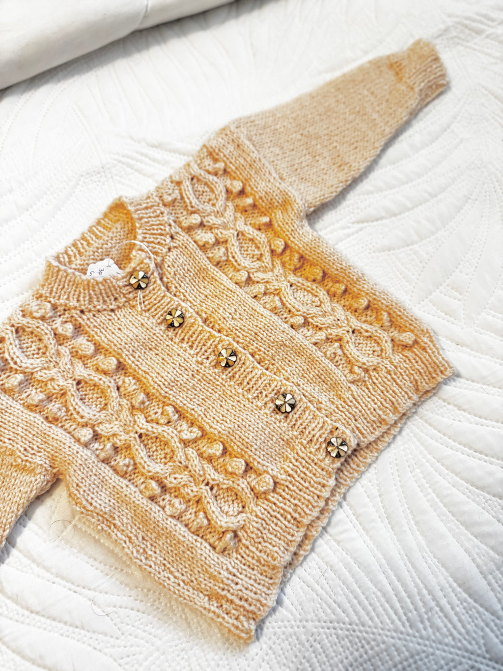 9-12-18 warm beige hand knit