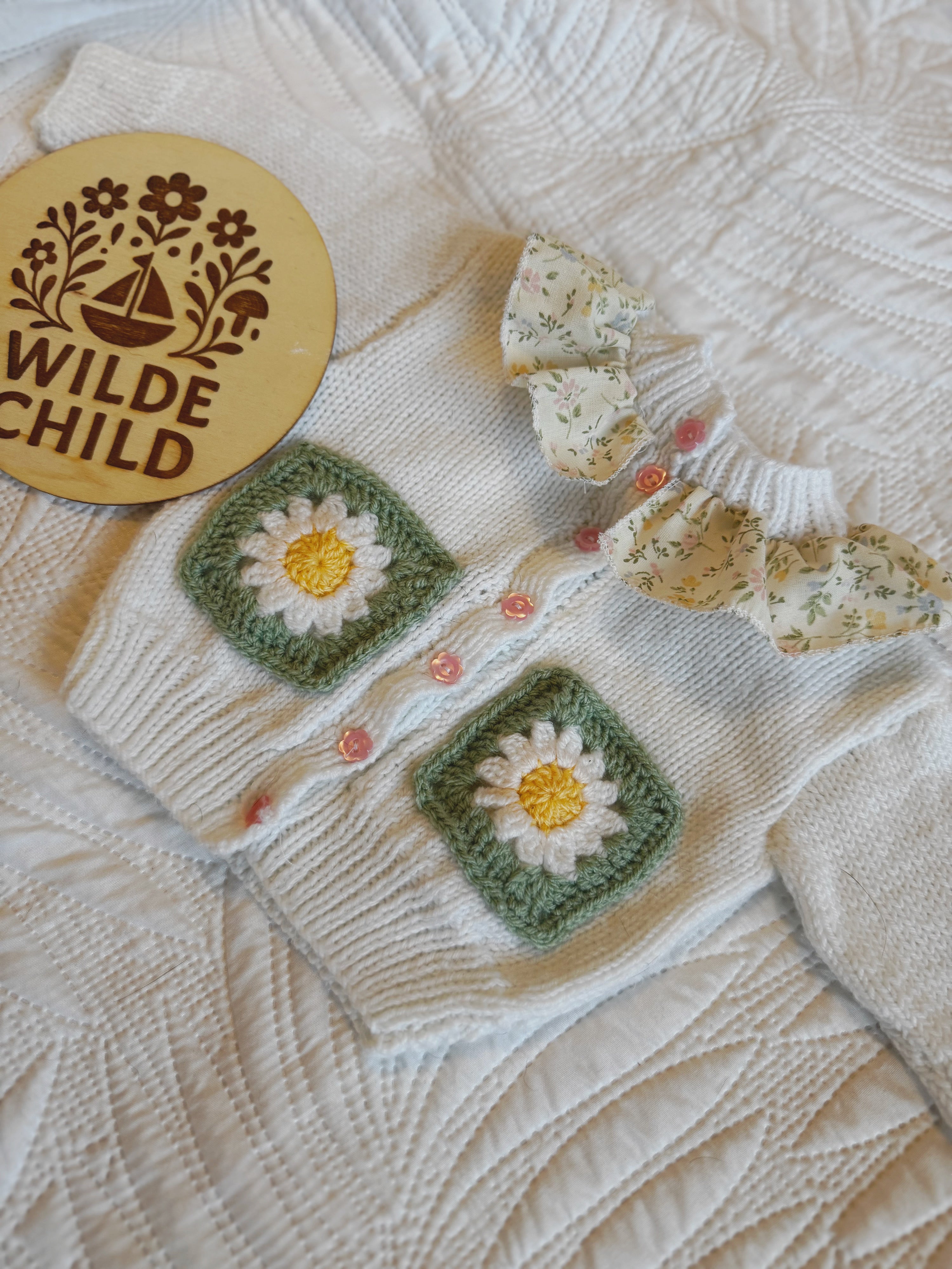 3-6 Frill collar patch pocket cardi