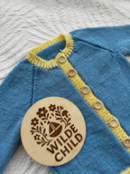 Heirloom cardigan in blue & yellow