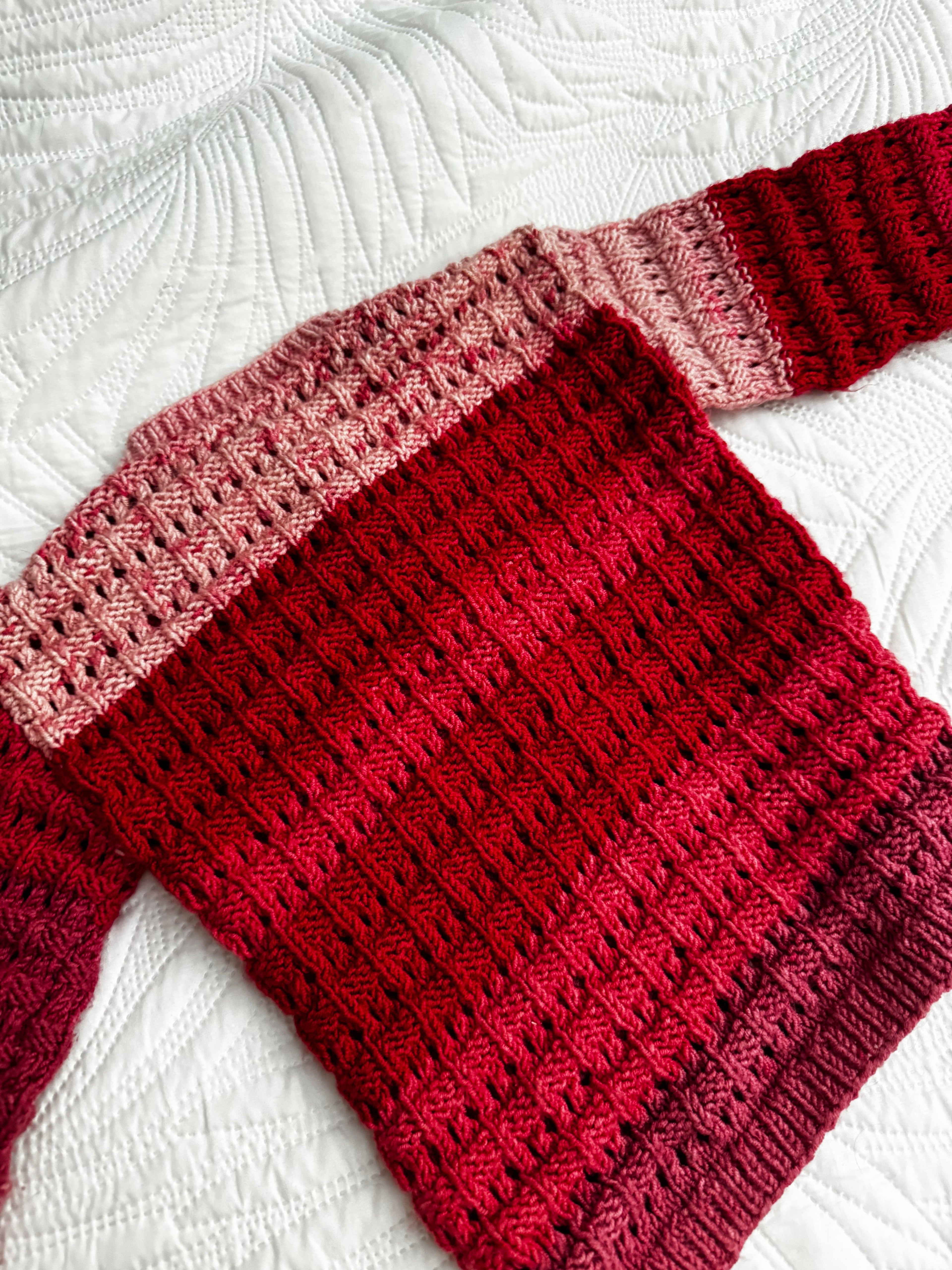 5-6yr red & pink hand knit
