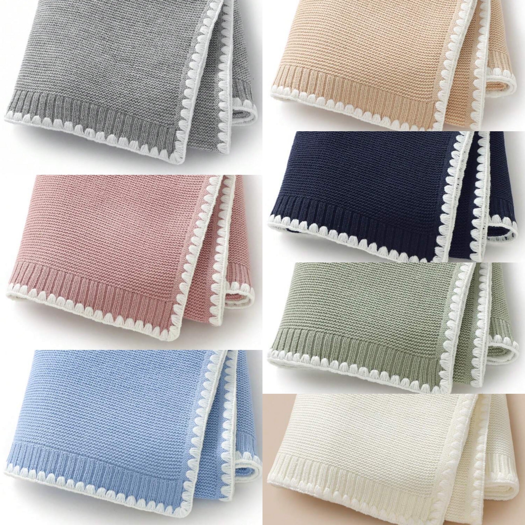 Bound edge baby blanket with name embroidery