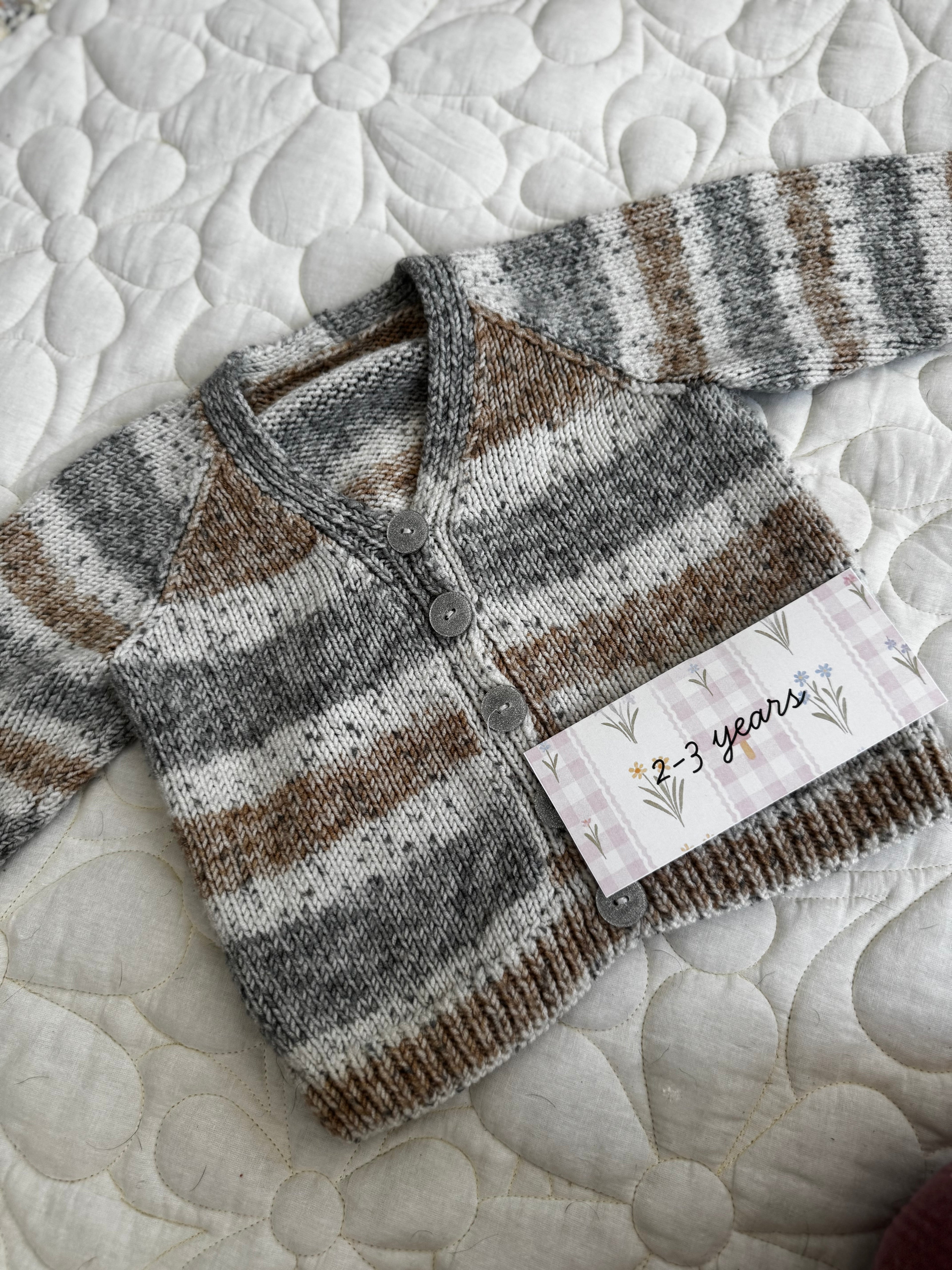 2-3yrs grey brown stripe cardi