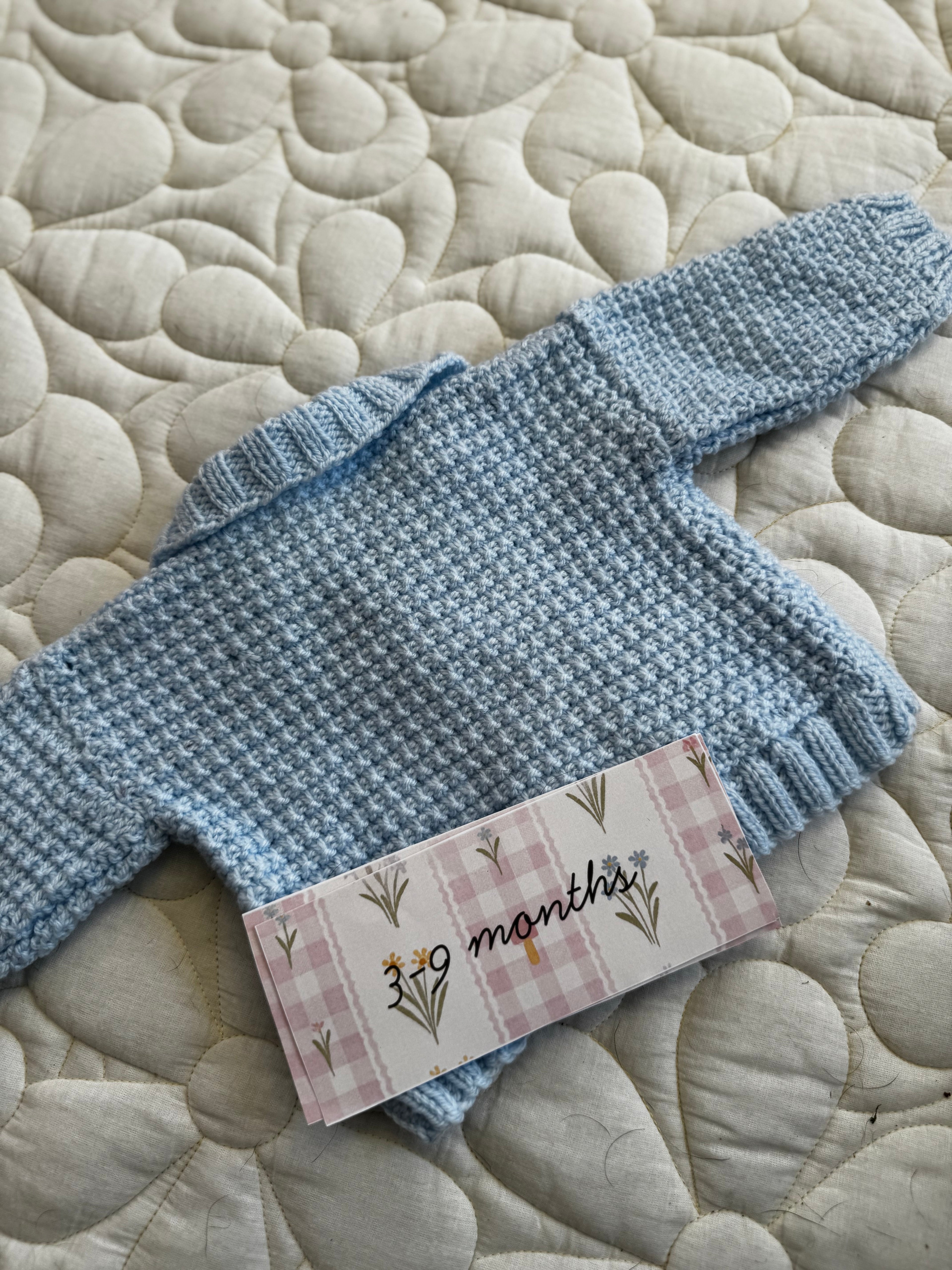 3-6/6-9 blue hand knit
