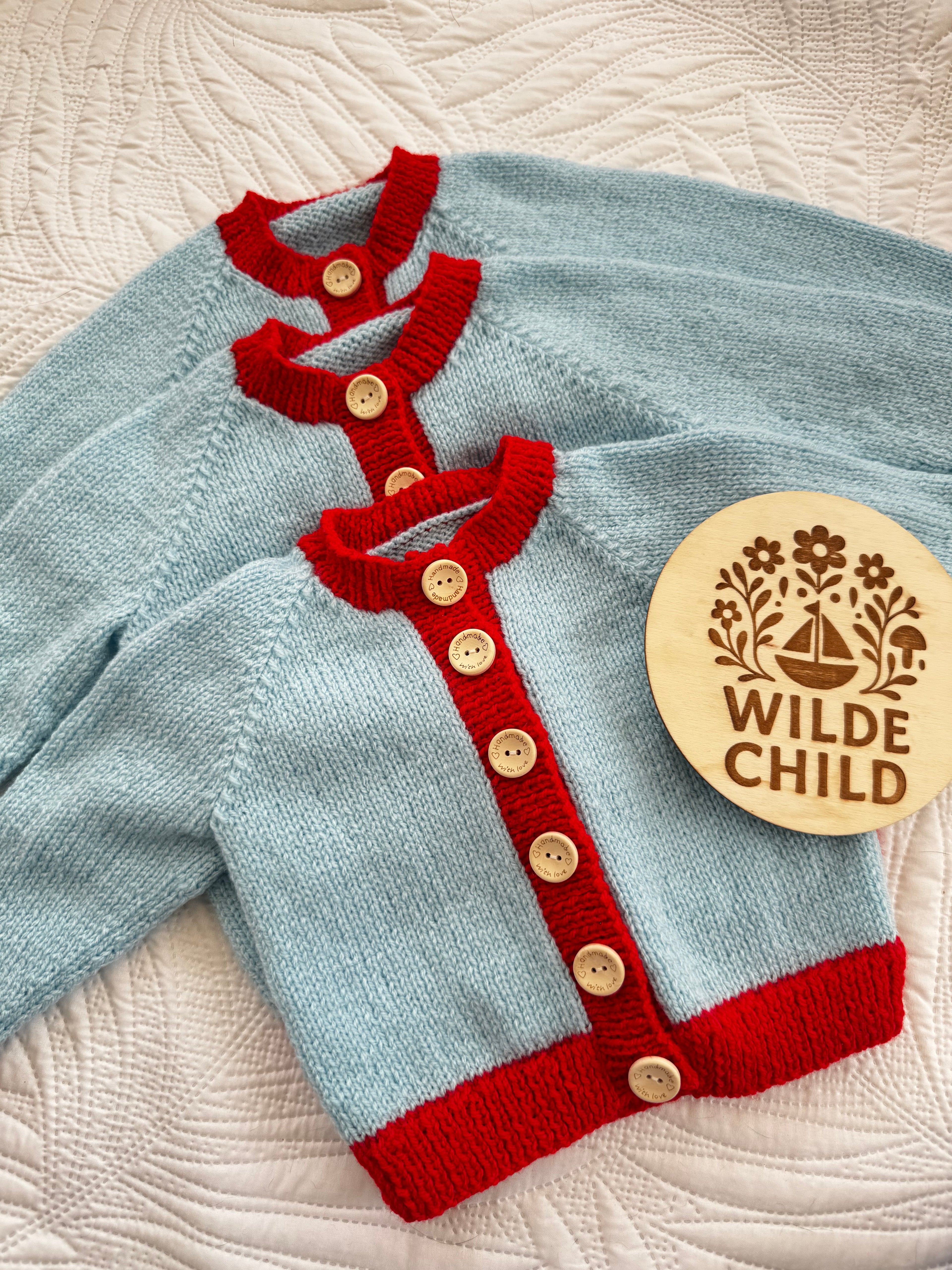 Heirloom cardigan Blue & Red