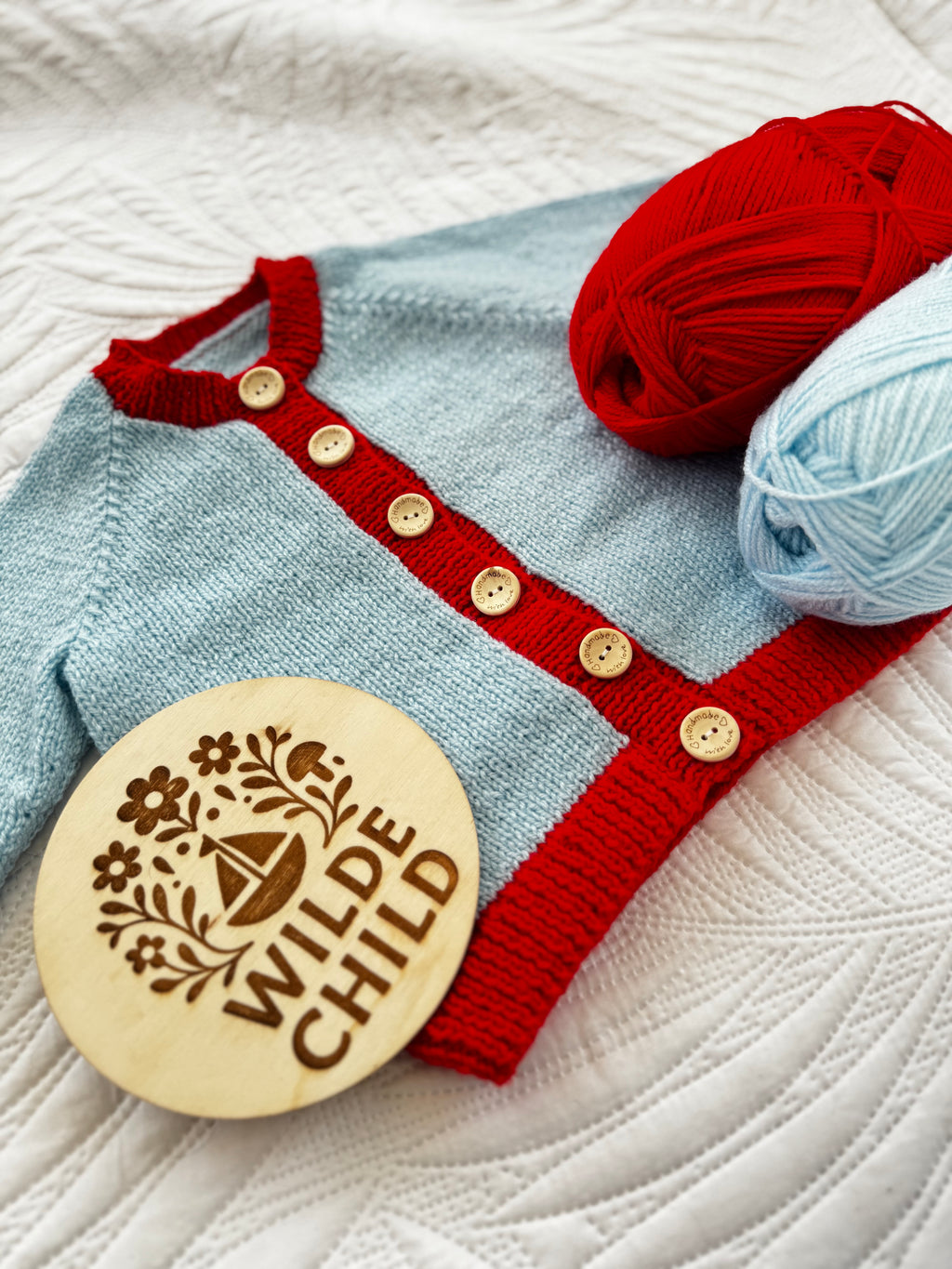 Heirloom cardigan Blue & Red