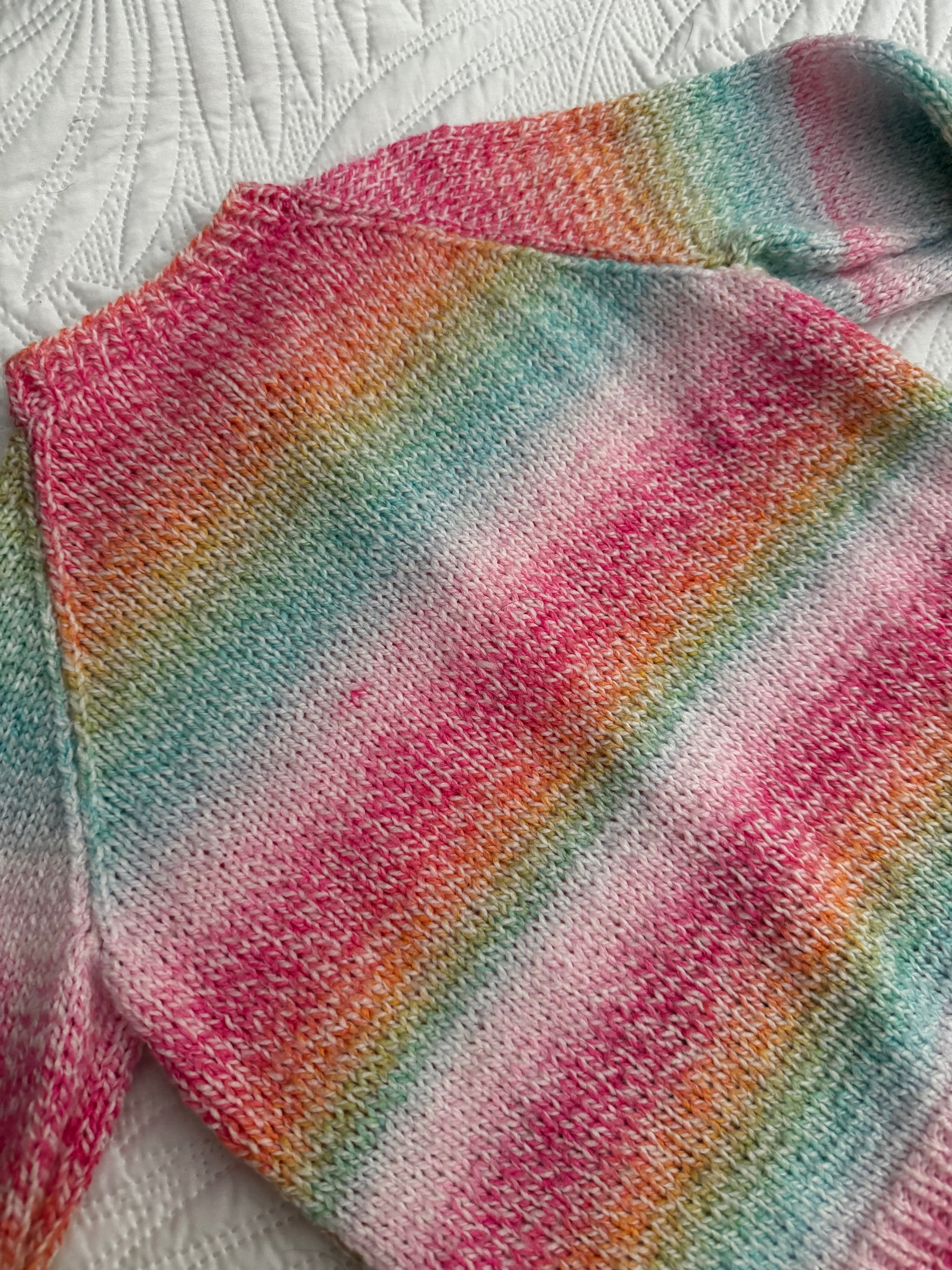 6-7+yr rainbow hand knit