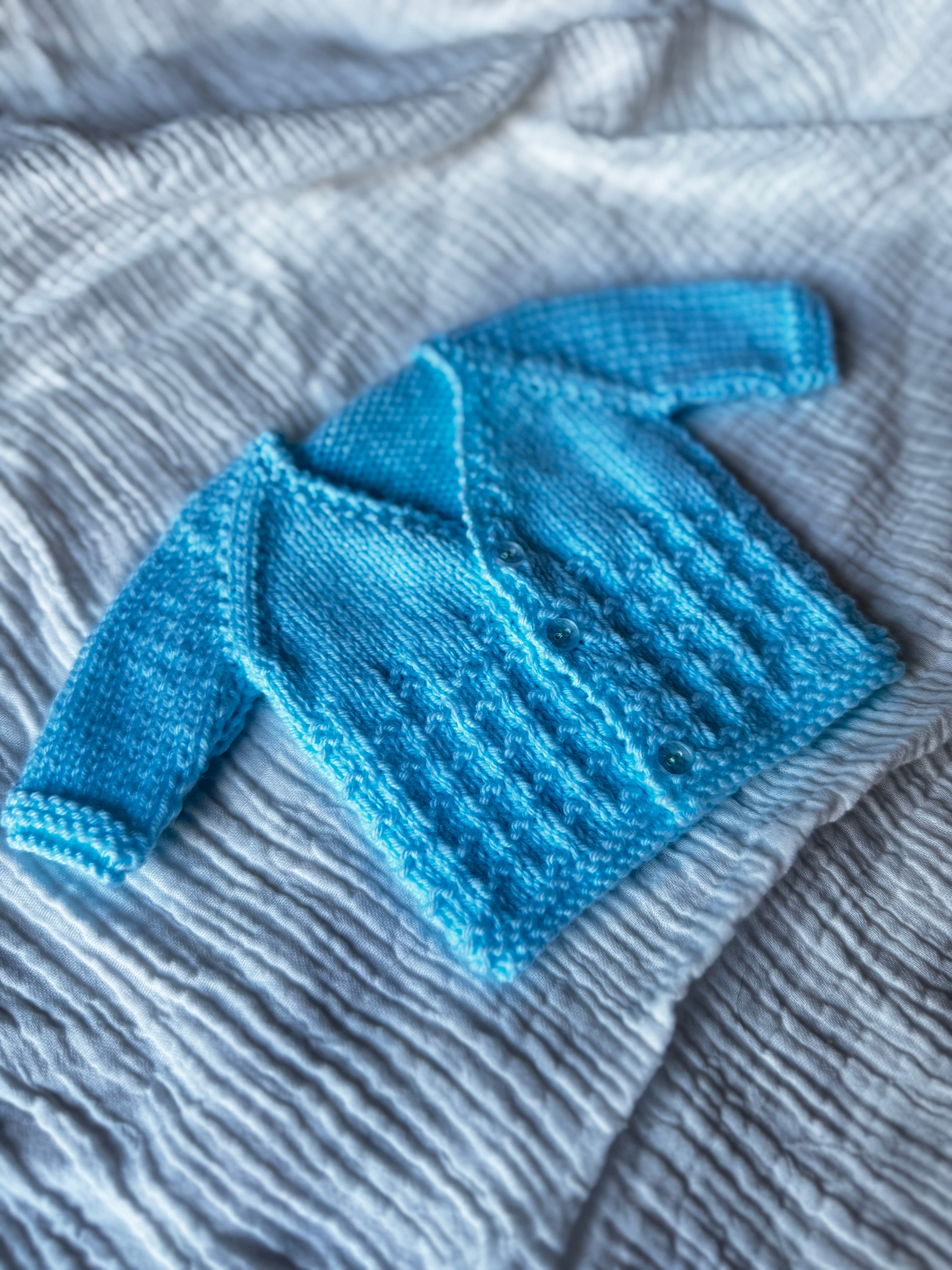 Preemie hand knit blue