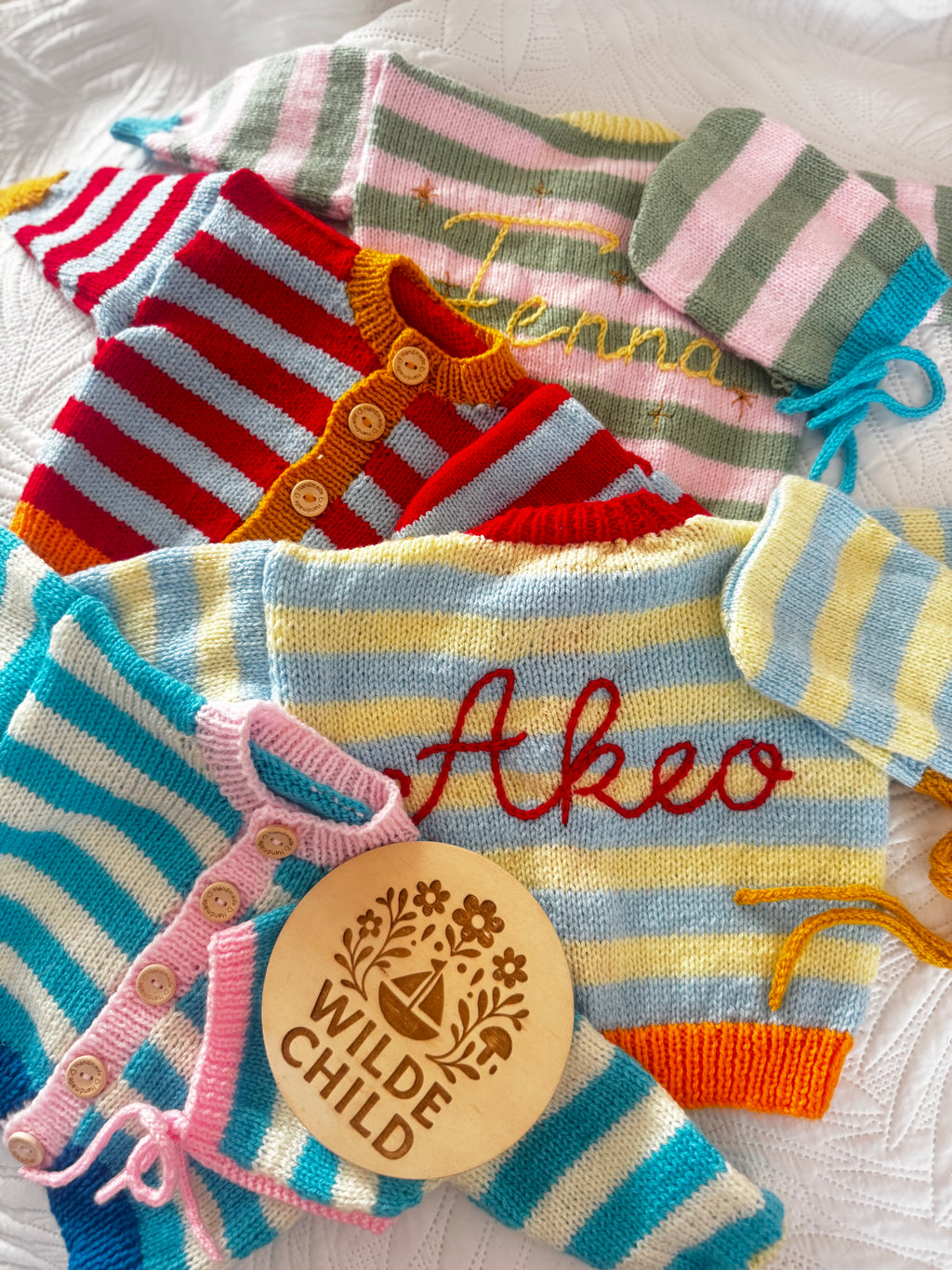 Saturday Stripe Cardigan Personalised