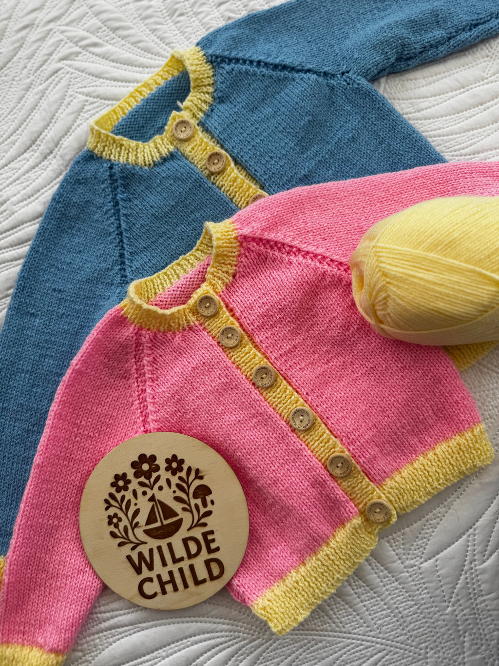 Heirloom cardigan bubblegum & yellow