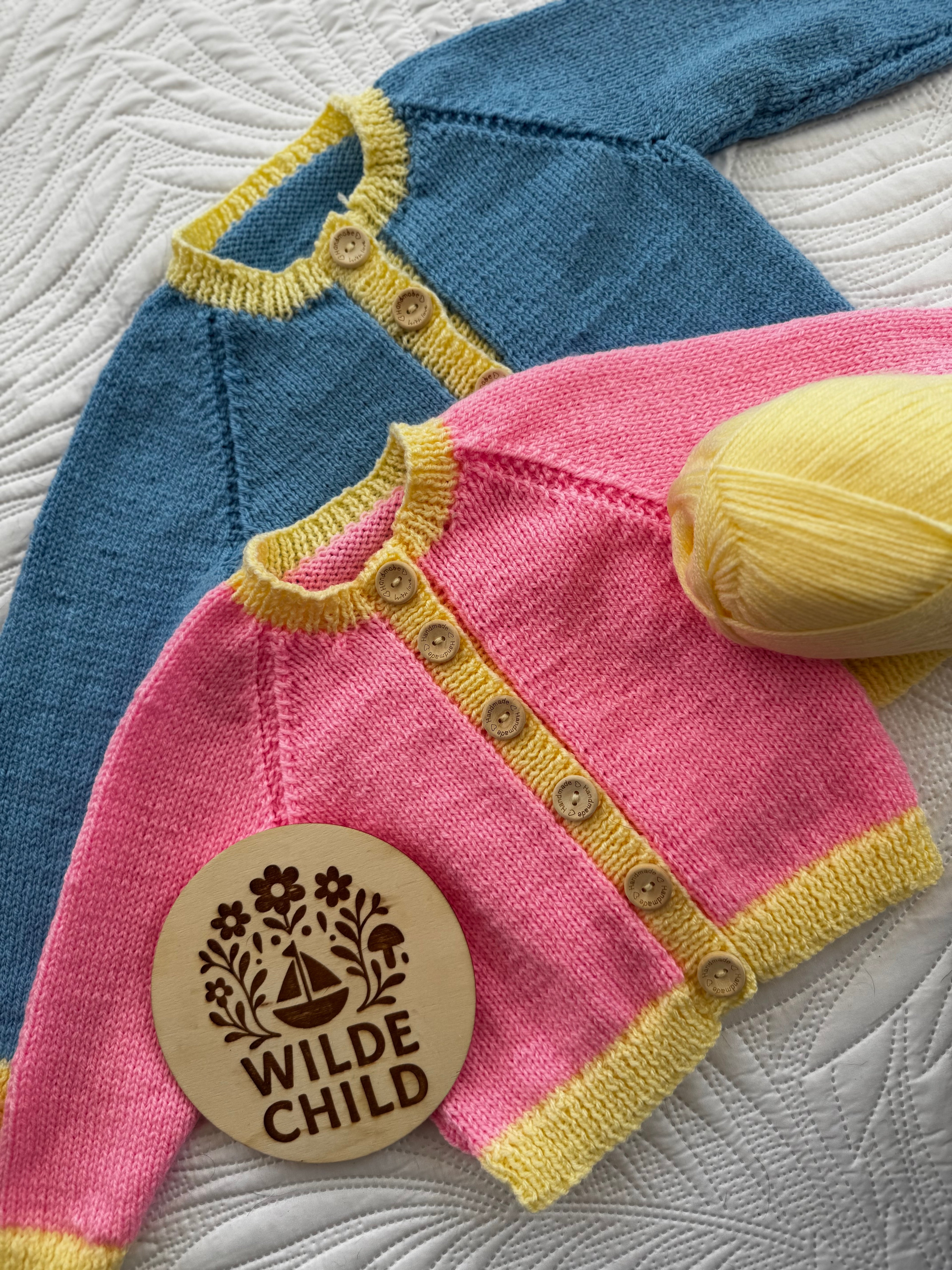 Heirloom cardigan bubblegum & yellow