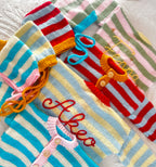 Saturday Stripe Cardigan Personalised