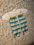 Hand knitted pramsuit fits 3-9 months