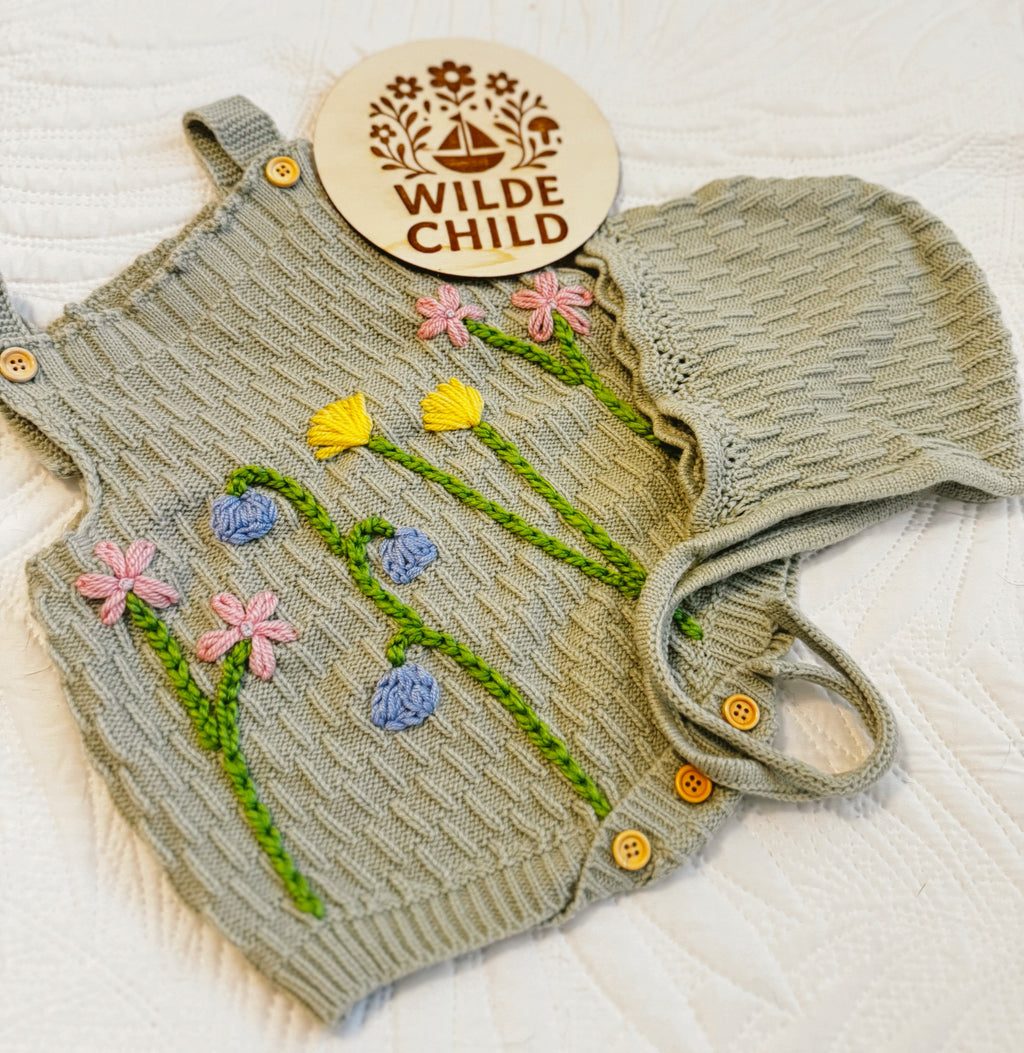 12-18m Floral romper & bonnet