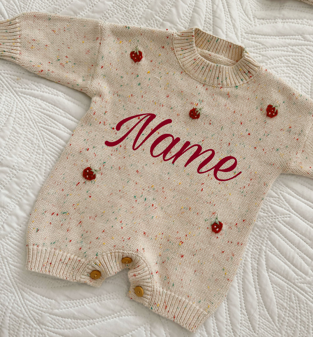 3-6m Strawberry fleck romper