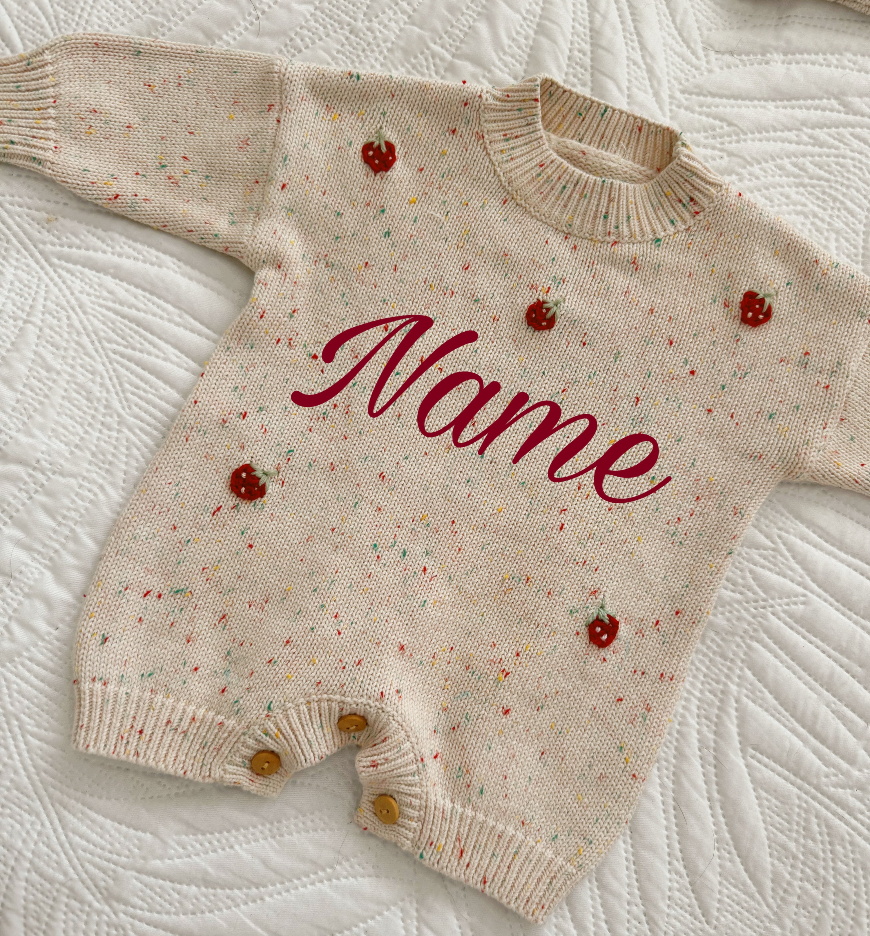 3-6m Strawberry fleck romper