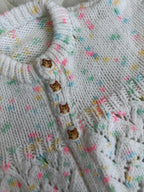 3-6 multicoloured fleck cat button cardi