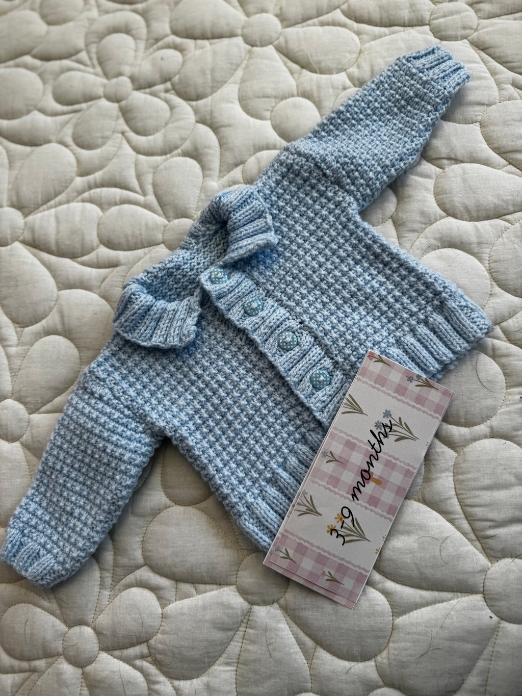 3-6/6-9 blue hand knit