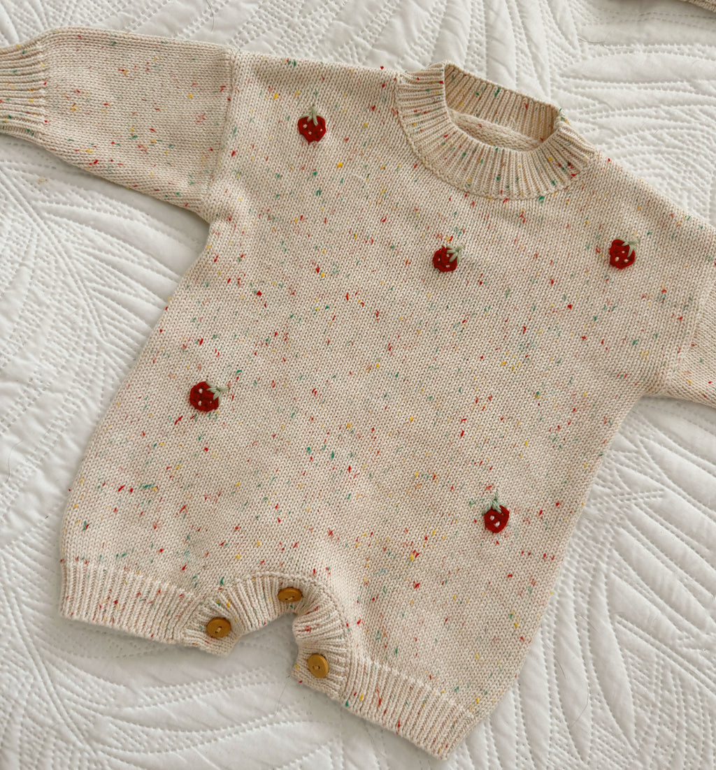 3-6m Strawberry fleck romper