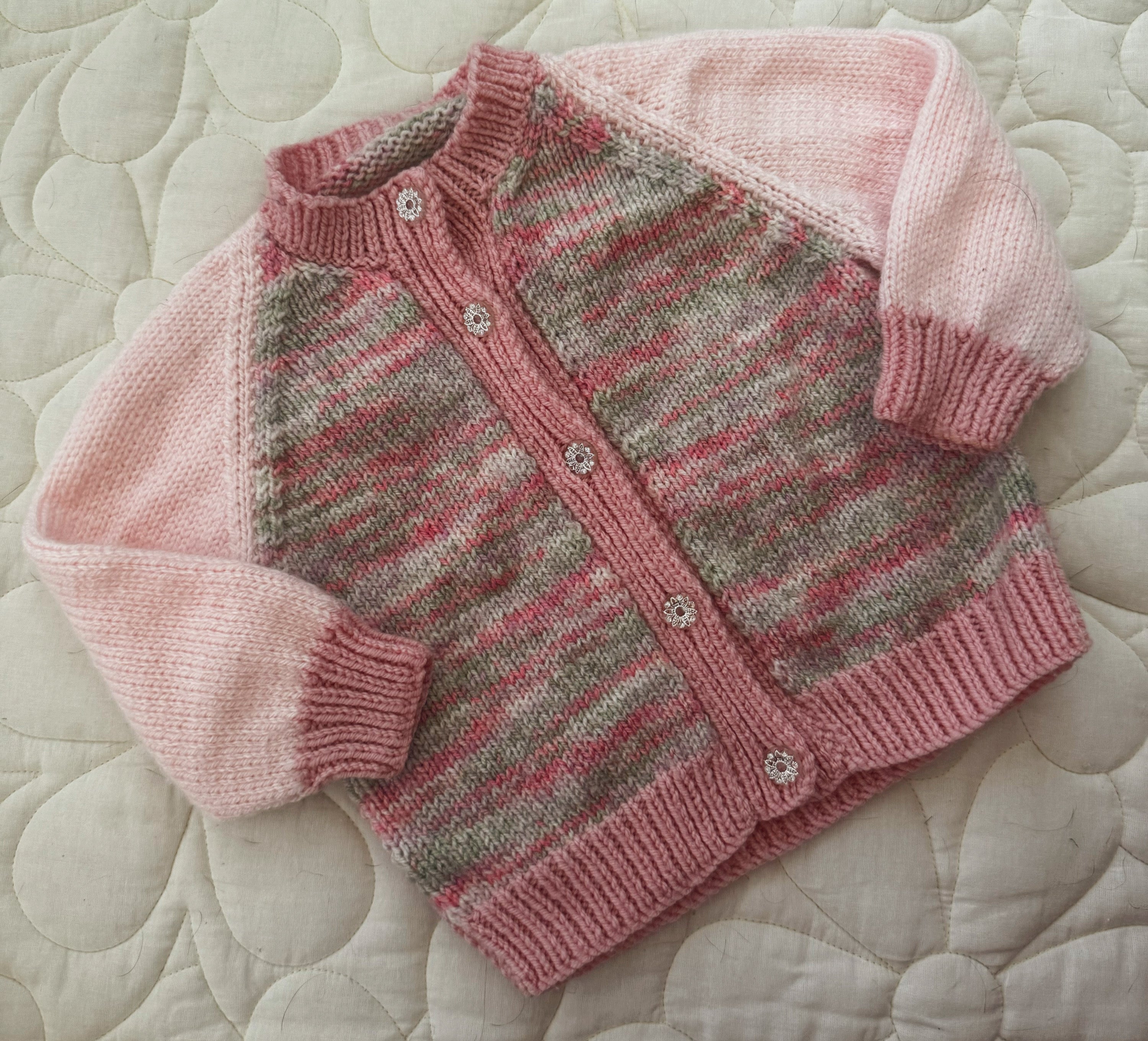 12-24m pink, grey & green mix cardi