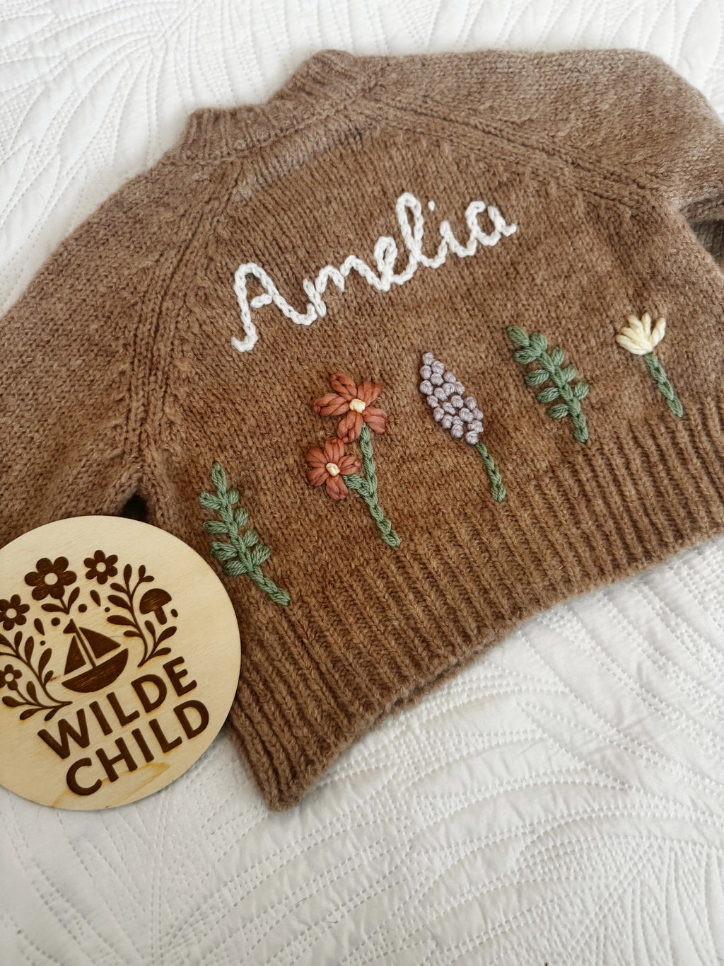Chunky Wildflower Name Cardigan