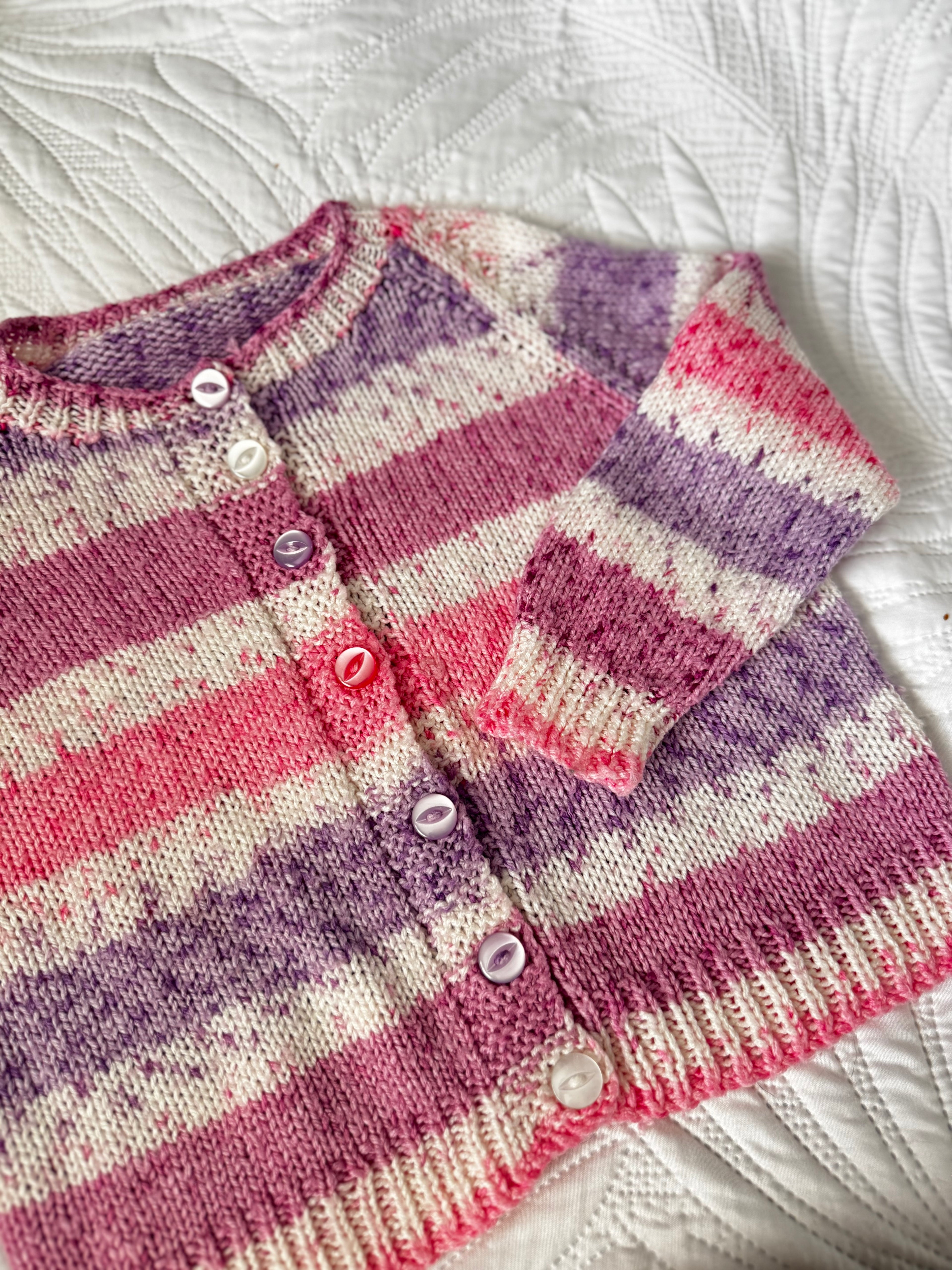 3-4yr pink purple stripe cardi