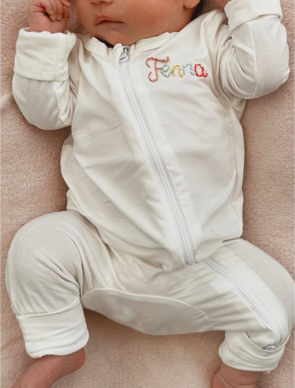 Zip sleepsuit with name embroidery