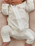 Zip sleepsuit with name embroidery