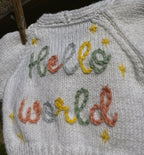 Hello World newborn cardi