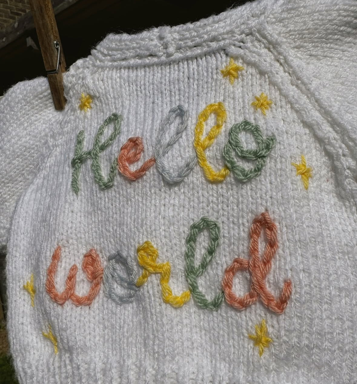 Hello World newborn cardi