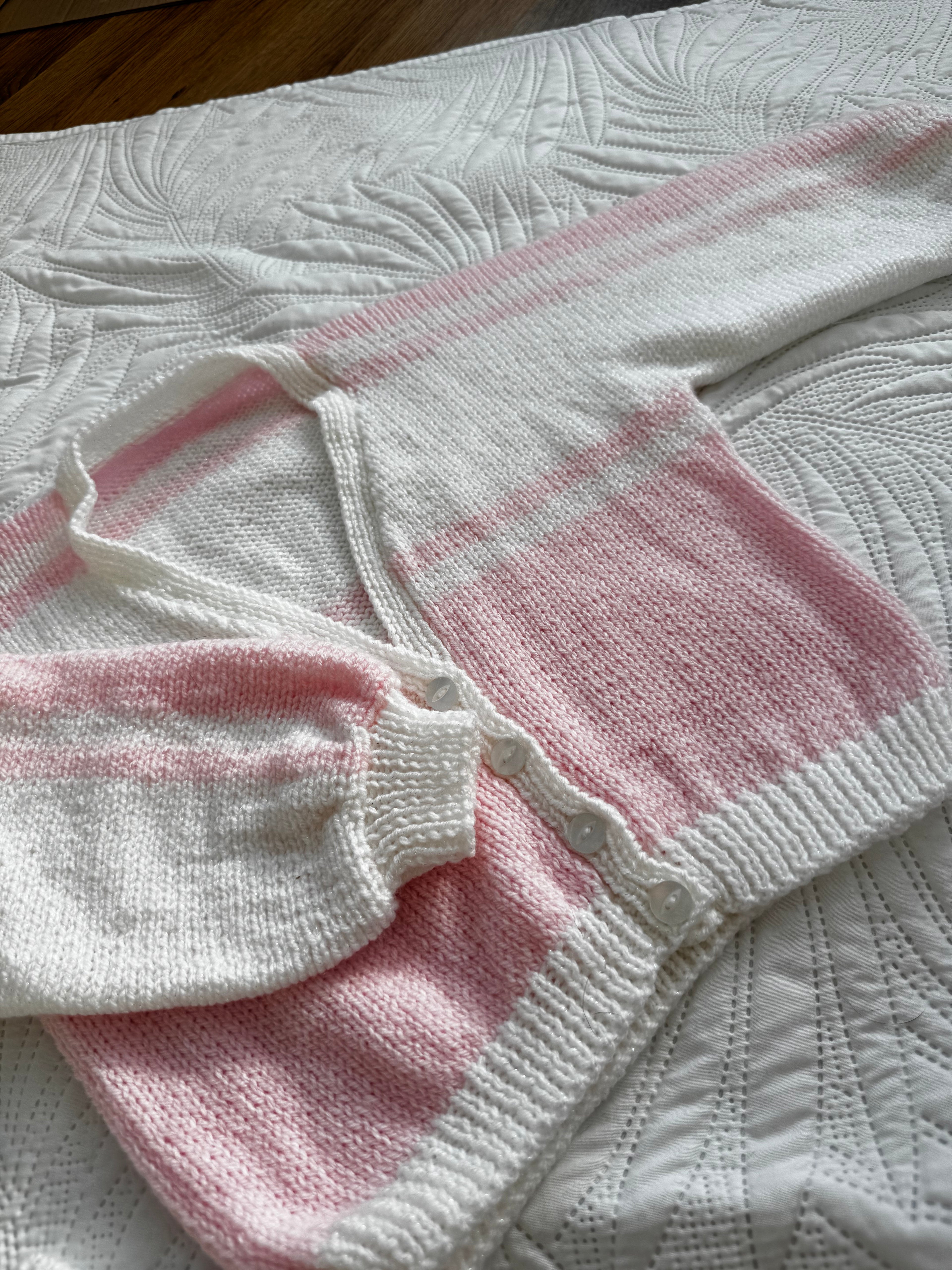 4yrs pink & white glitter cardi