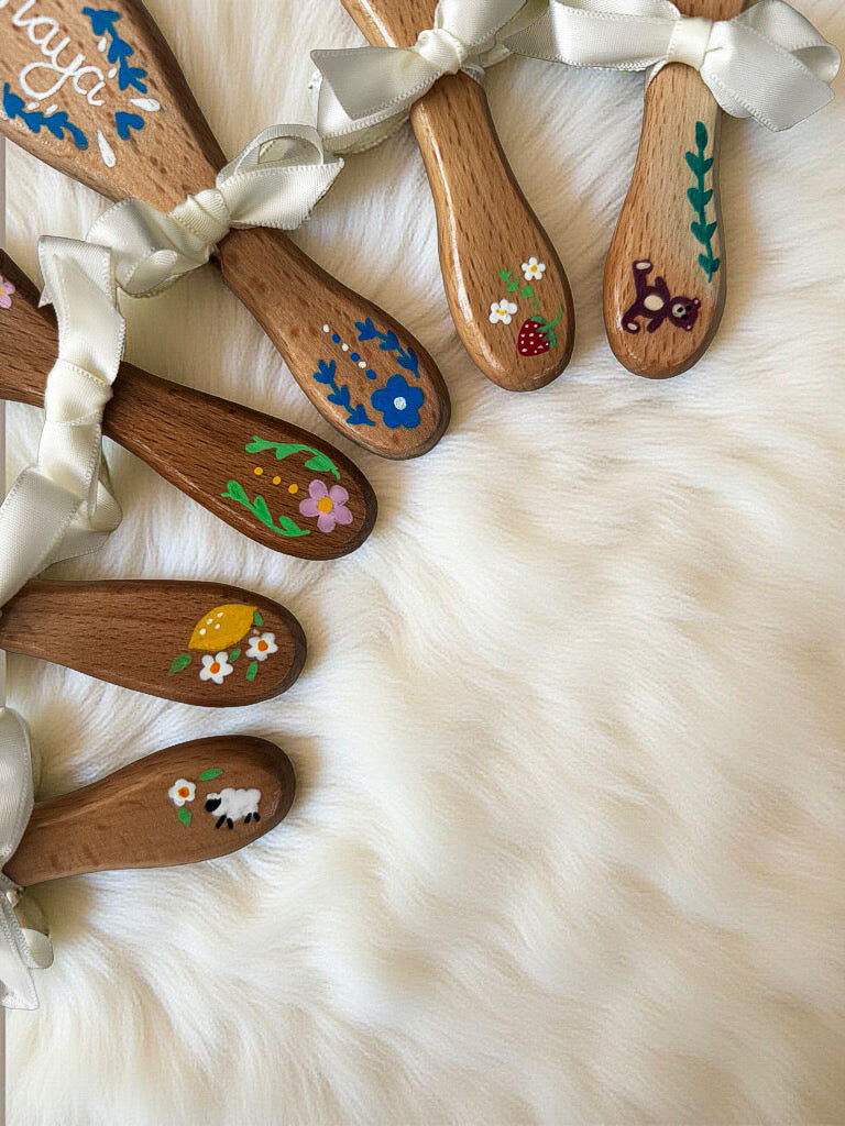 Hand painted baby hairbrush